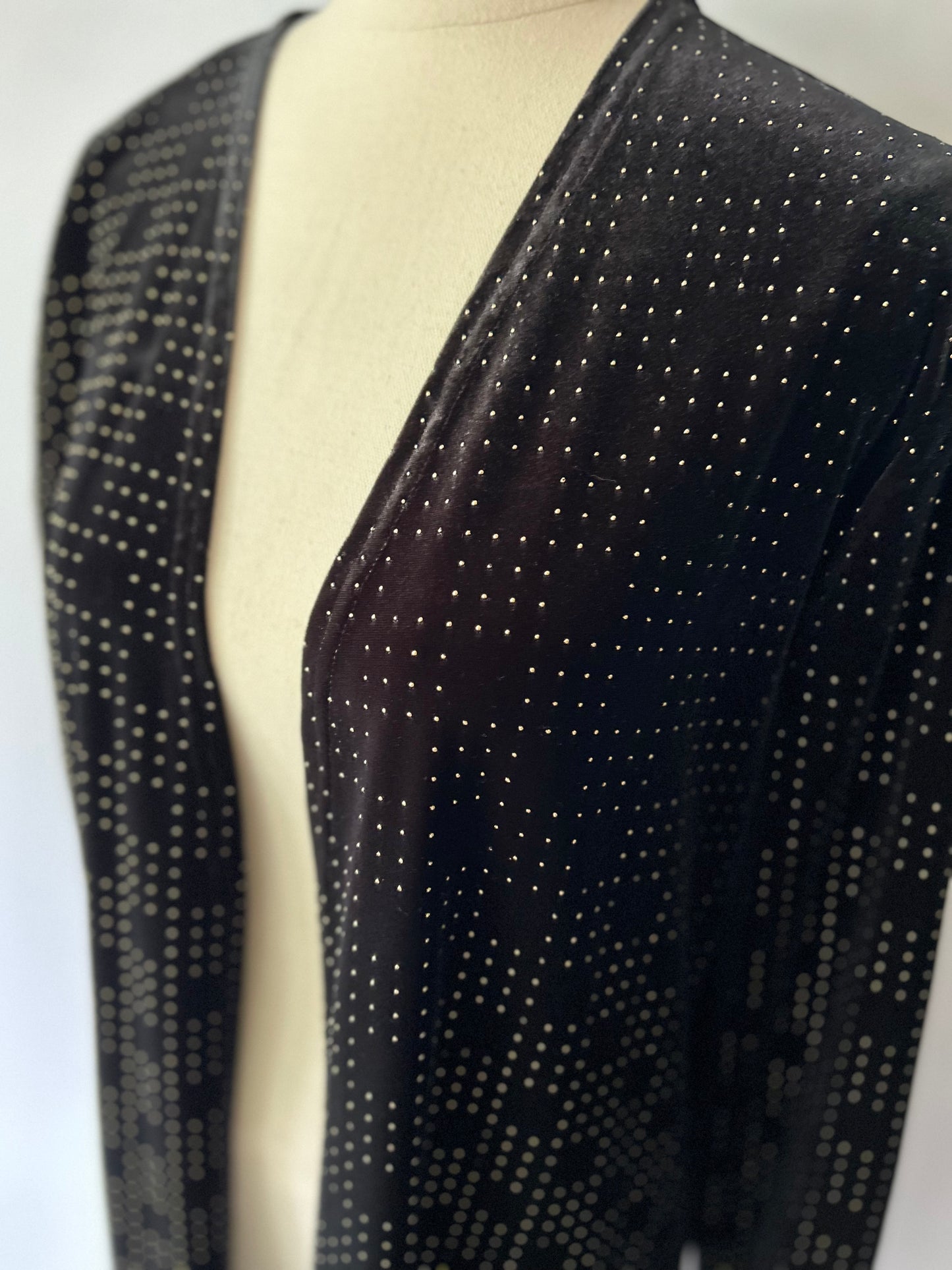 Sparkling Gold-Dot Plush Longline Cardigan – Size 12