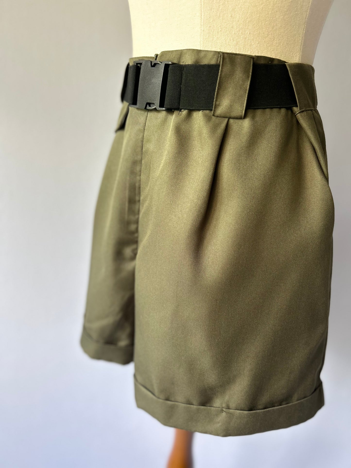 Khaki Utility Belted Shorts - Kids Size 14 (Fits NZ 8/10) - Polyester