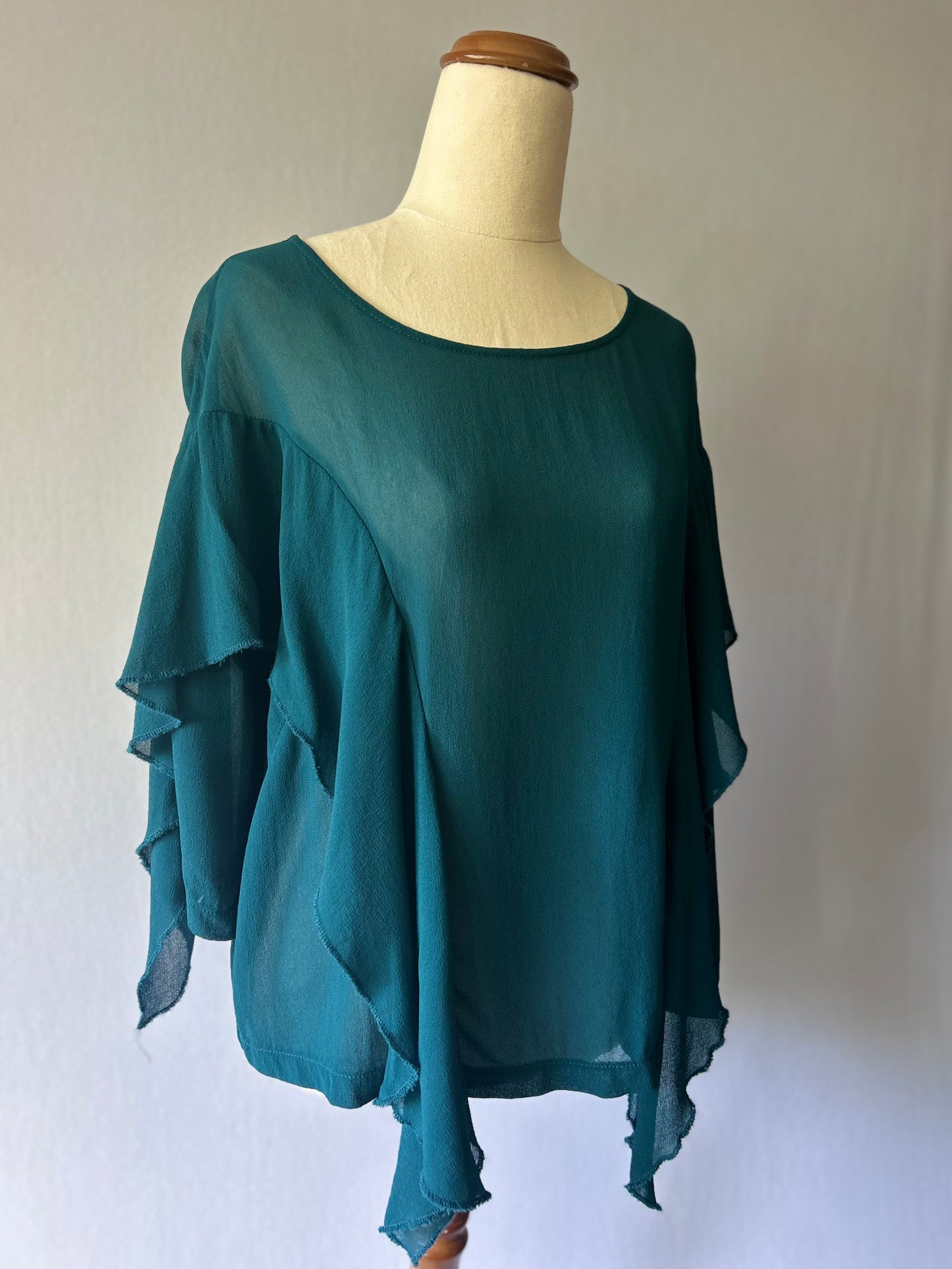 Trelise Cooper "Emerald Flutter" Chiffon Blouse – Size Small