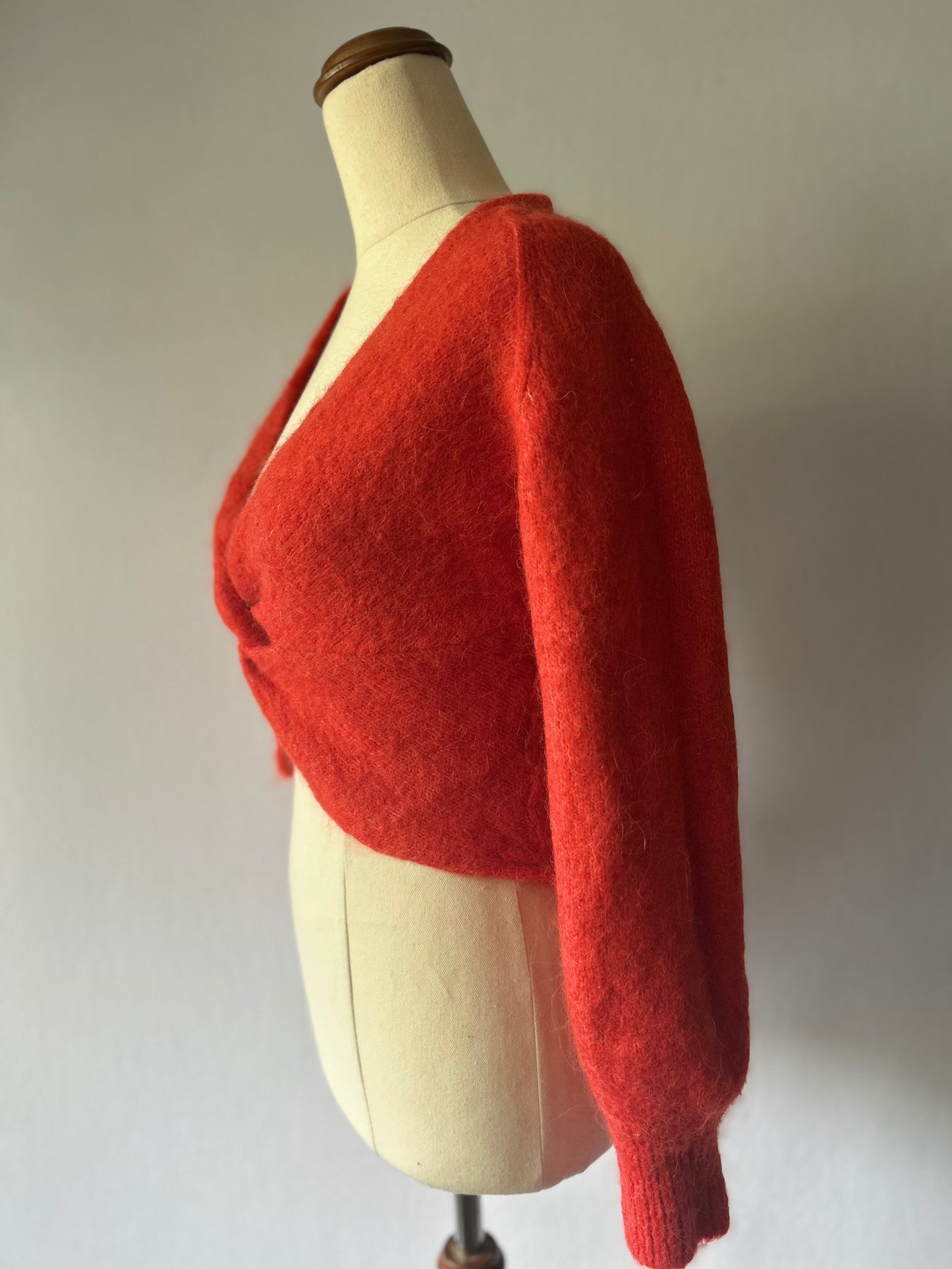 Seed Heritage Red Alpaca-Wool Blend Twist-Front Cardigan - Size XS