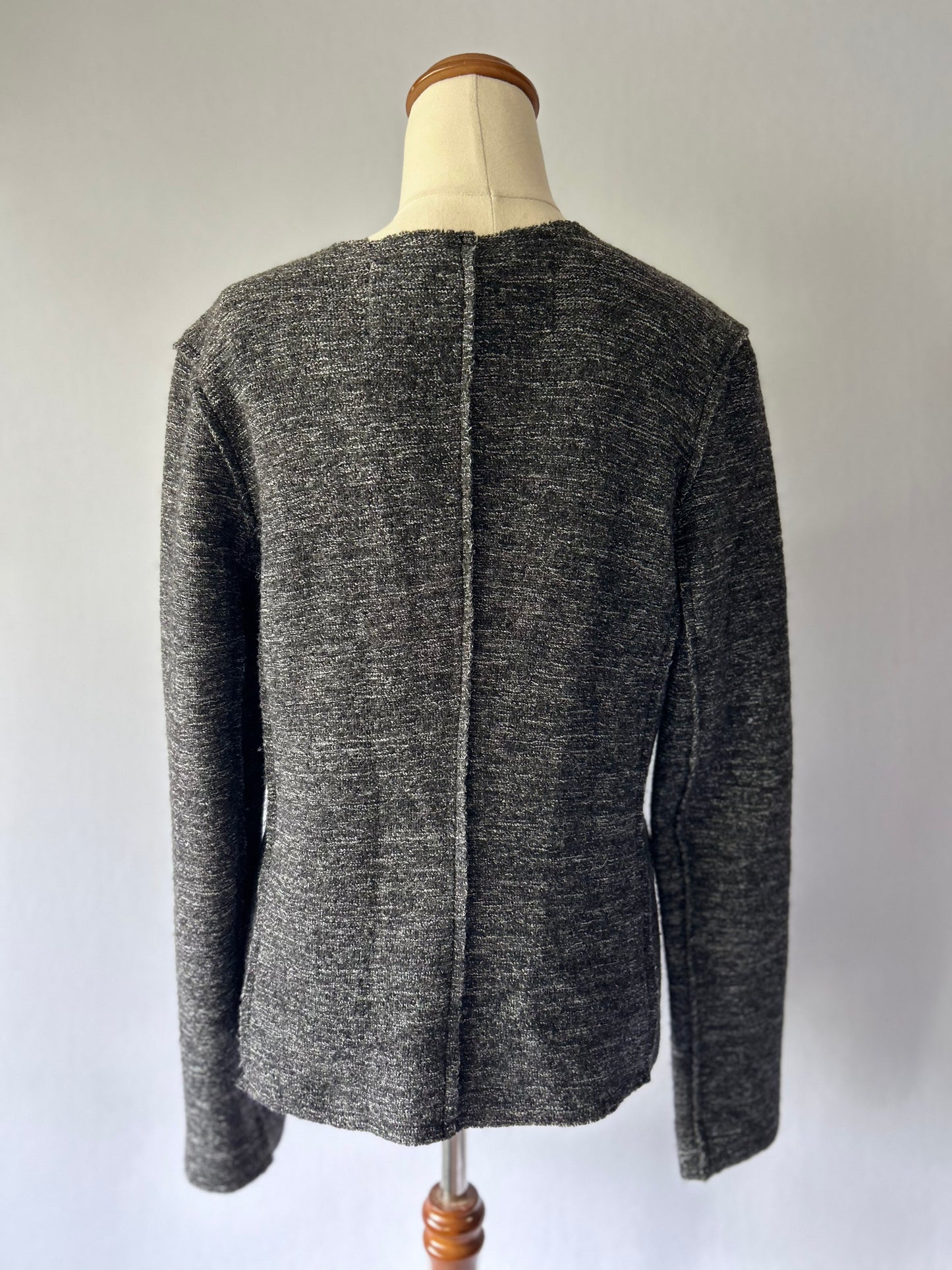Graham & Spencer Wool-Blend Cardigan with Lambskin Leather Pockets – Size S