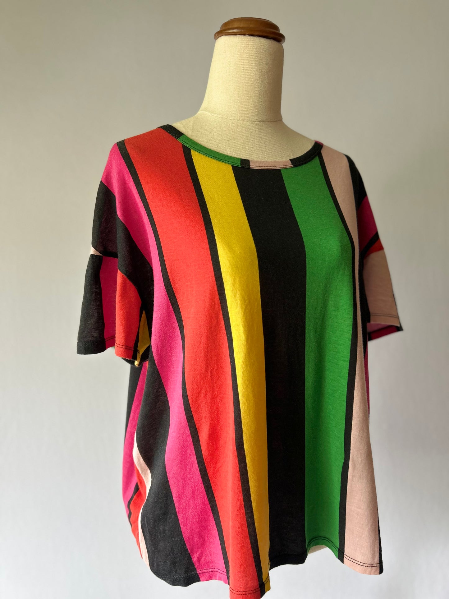 Zara Bold Rainbow Stripe T-Shirt - Size Small (S)