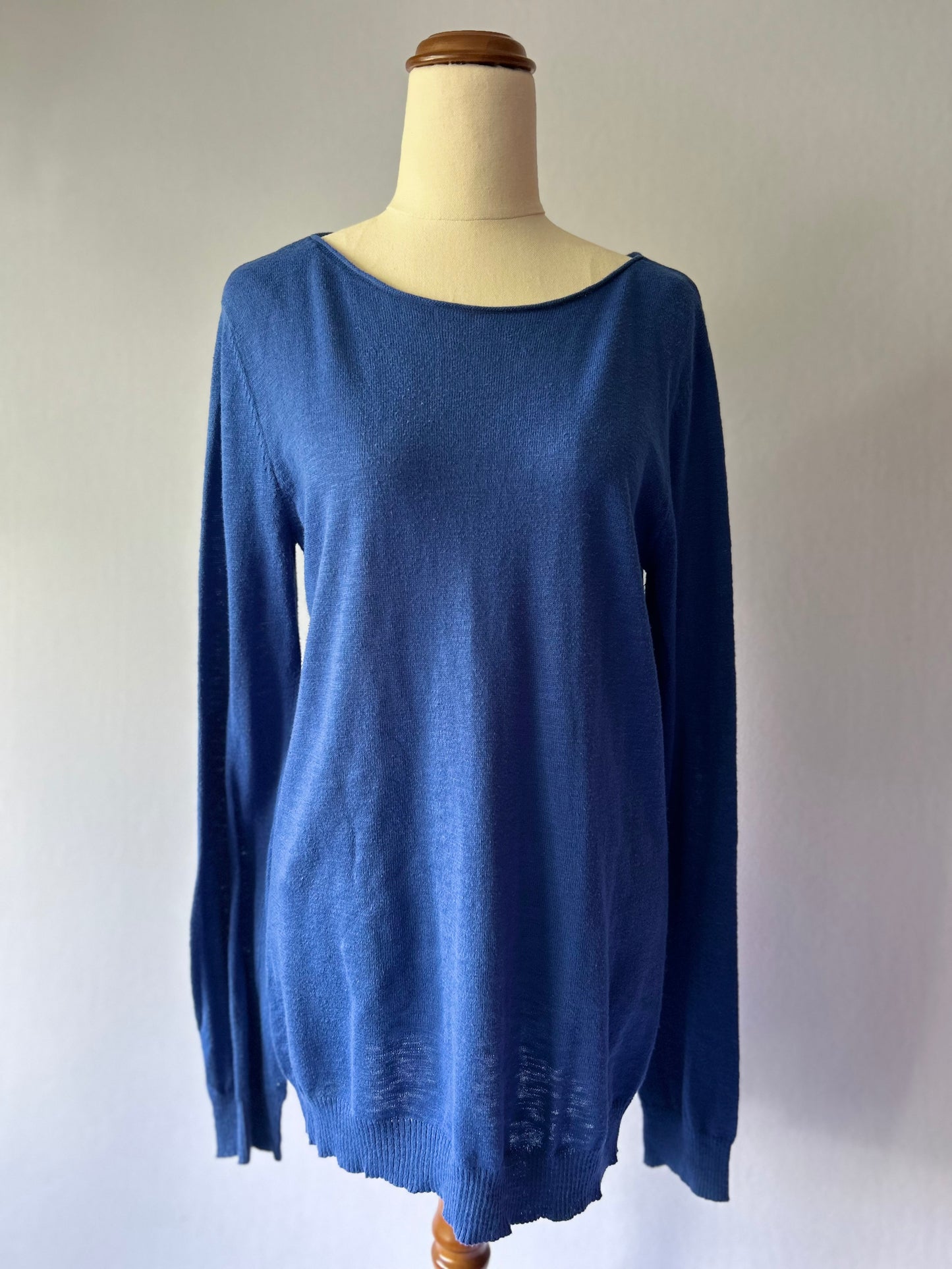 Classic Cornflower Blue Cotton Knit Sweater – Size S