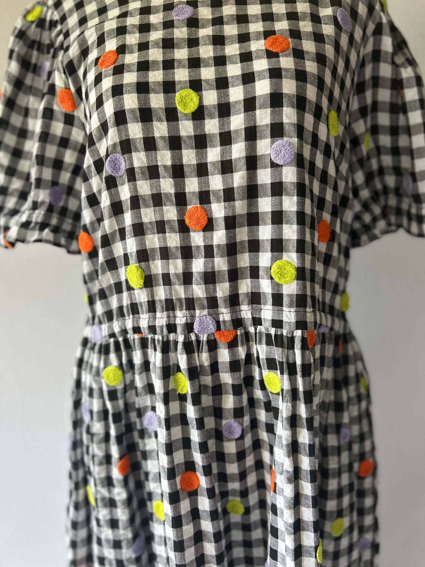 Gorman Polka Spot Gingham Dress - 100% Organic Cotton - Size 10
