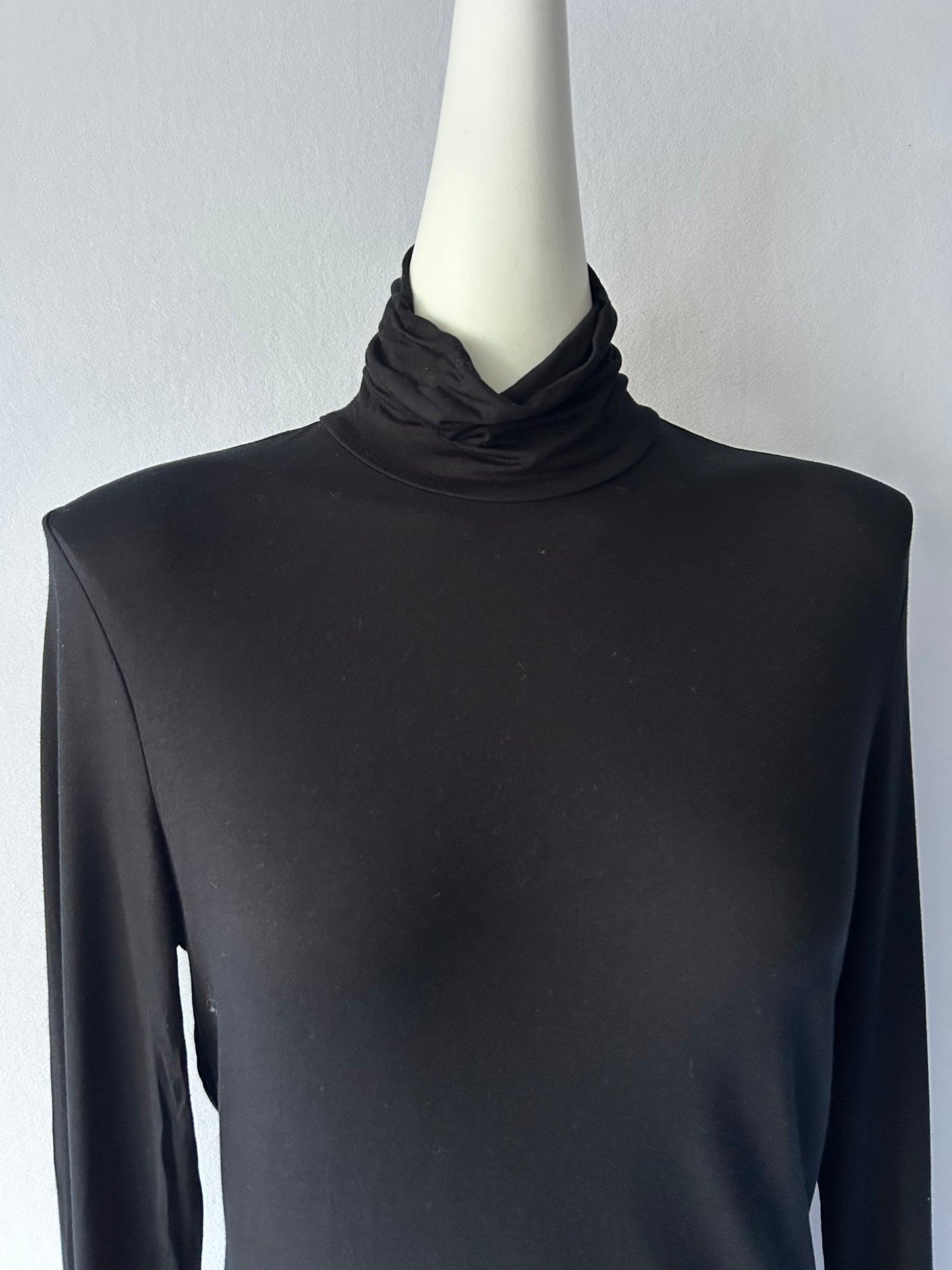 Black High-Neck Long Sleeve Turtleneck Top - Size M