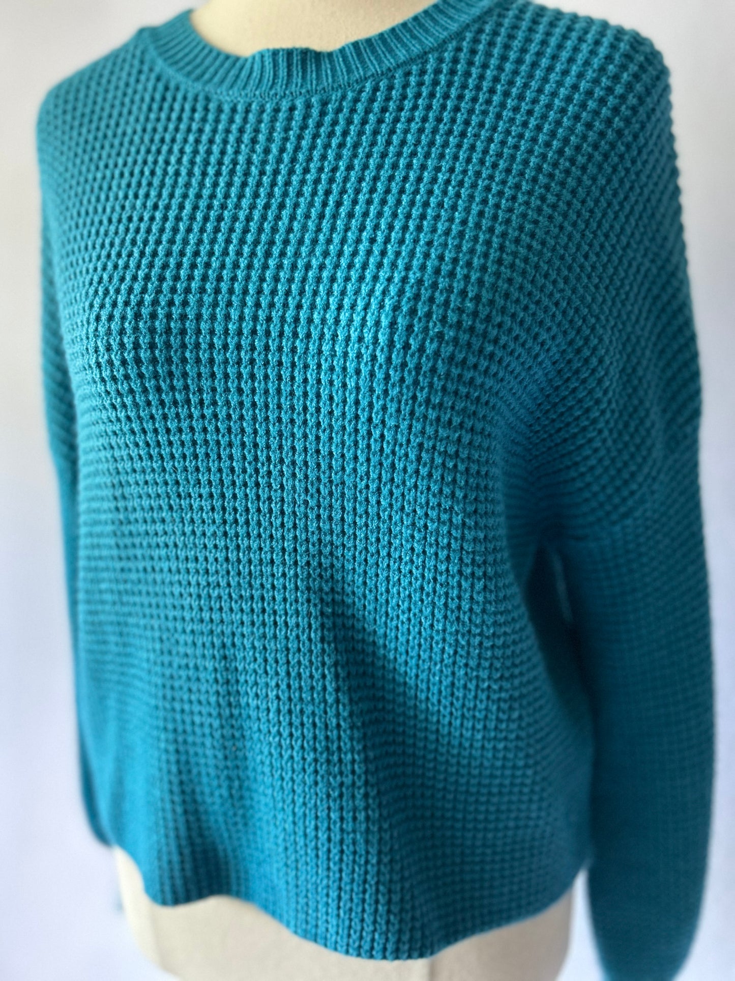 Blue Knit Sweater | Size Small | Rayon Blend Lightweight Jumper
