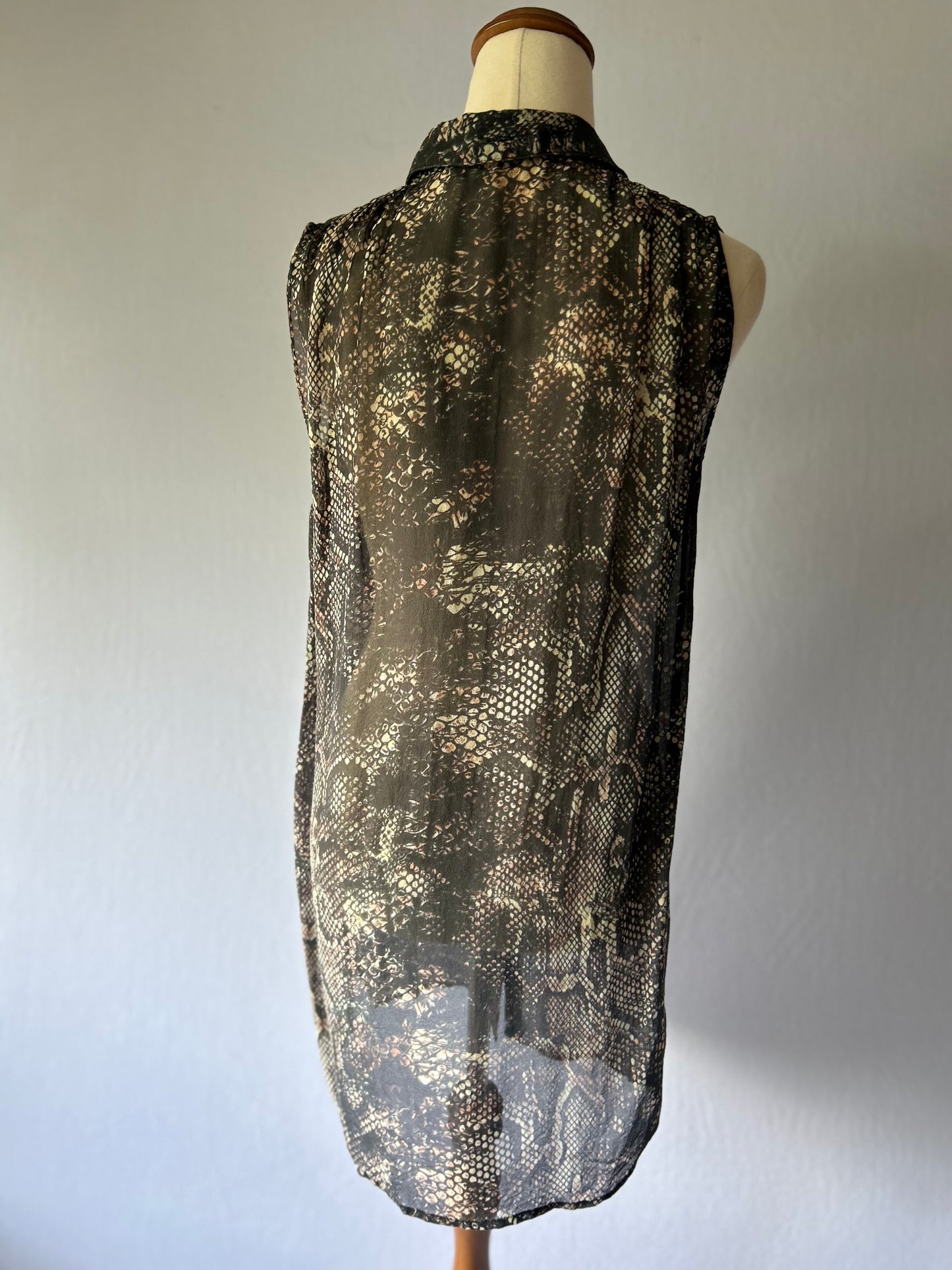 Storm Silk Snake Print Sleeveless Shirt Dress – Size Small