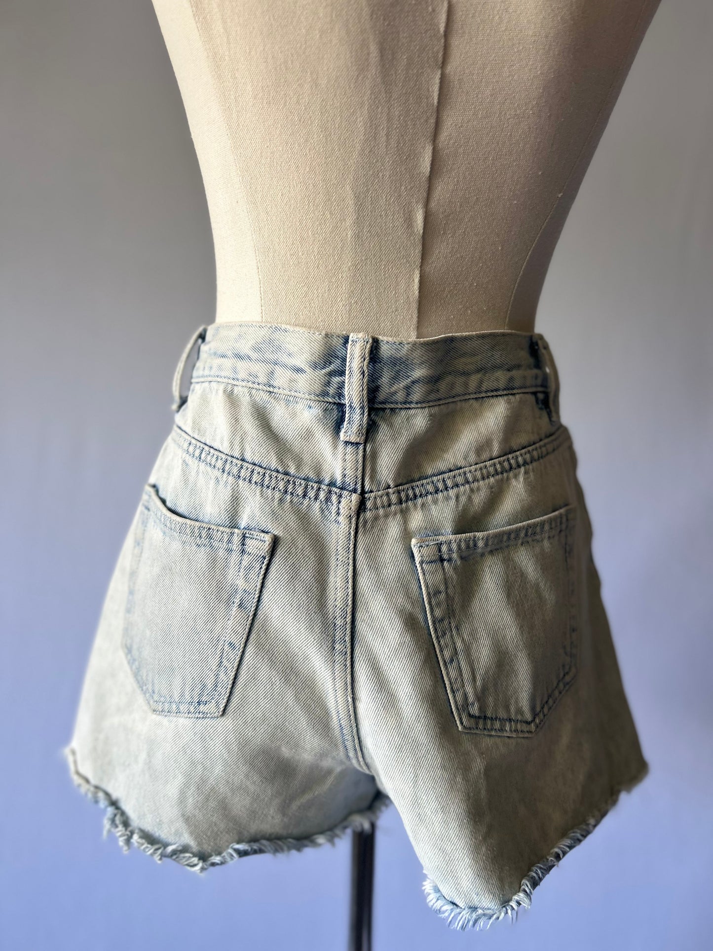 High-Waisted Denim Shorts – Size 8