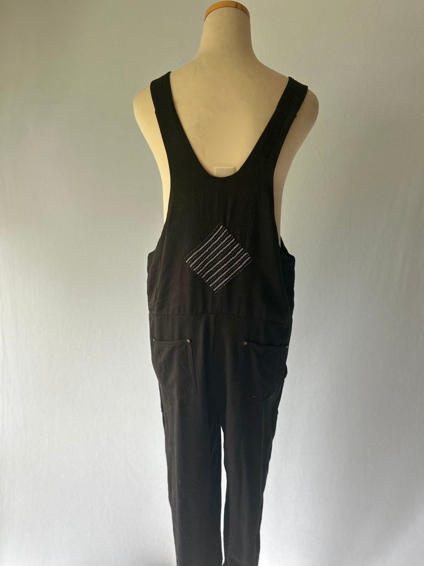 Black Tencel Jumpsuit with Embroidered Detail - Size 2 / M