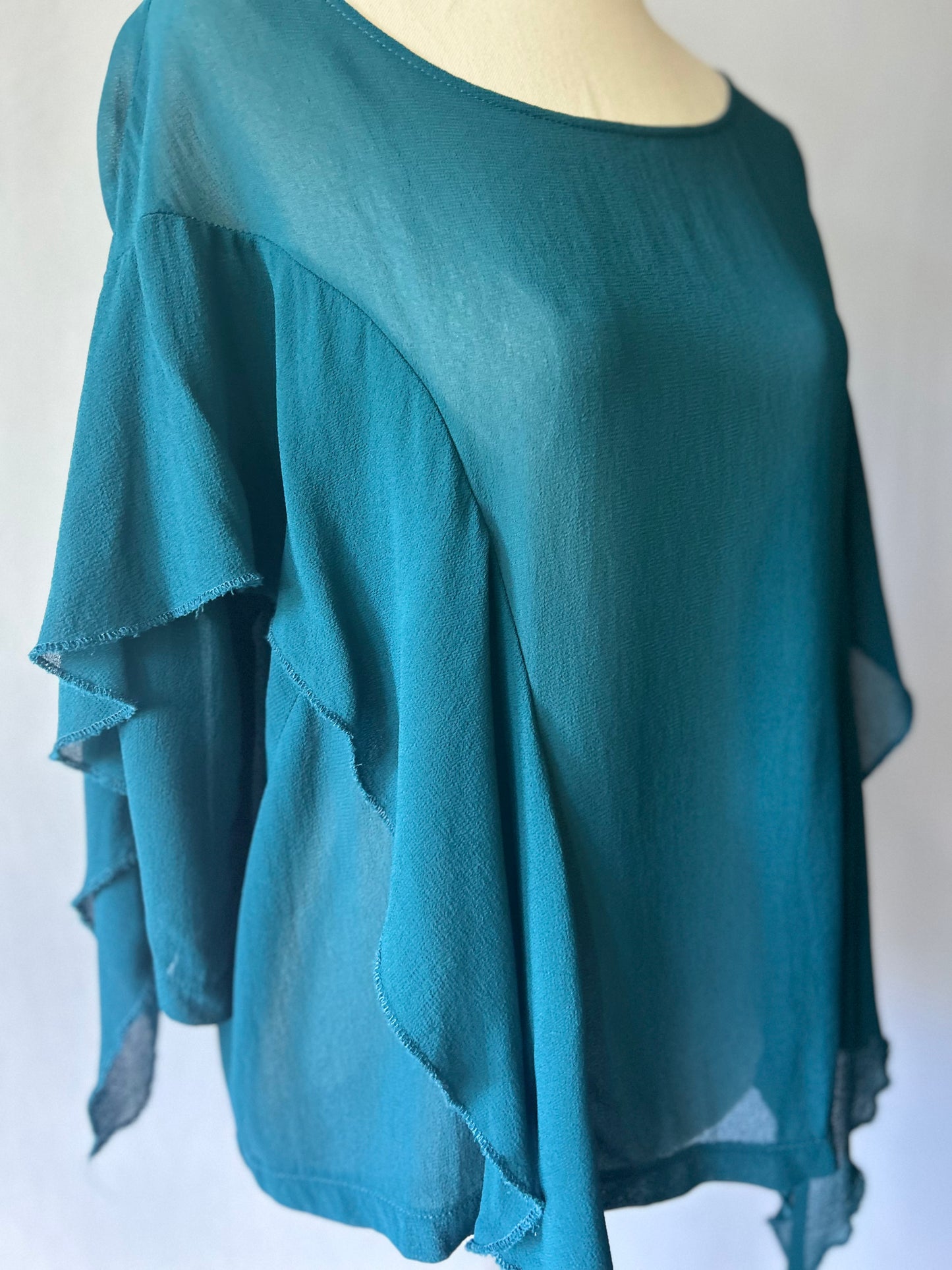 Trelise Cooper "Emerald Flutter" Chiffon Blouse – Size Small