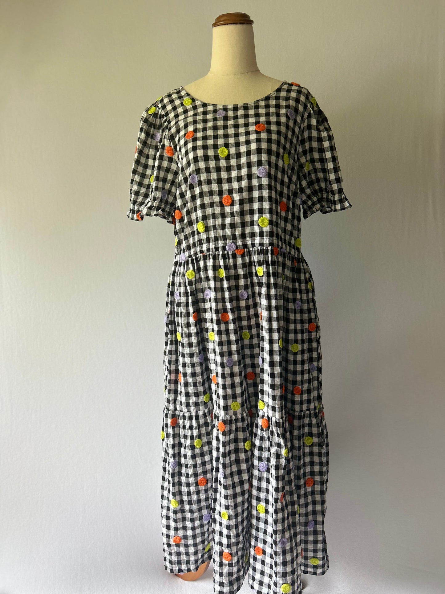 Gorman Polka Spot Gingham Dress - 100% Organic Cotton - Size 10