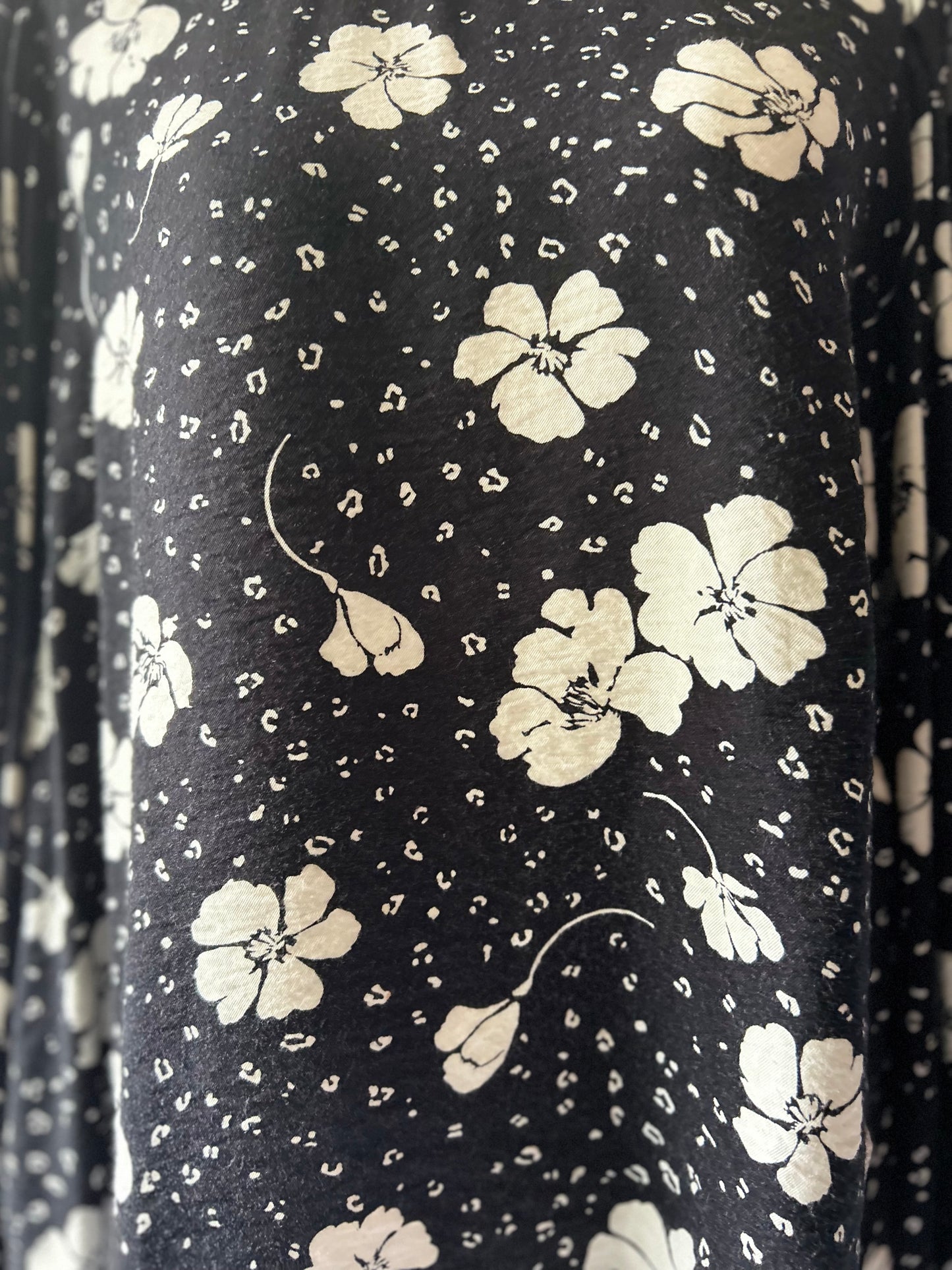 Seed Heritage Monochrome Floral Cotton Blouse - Size 12