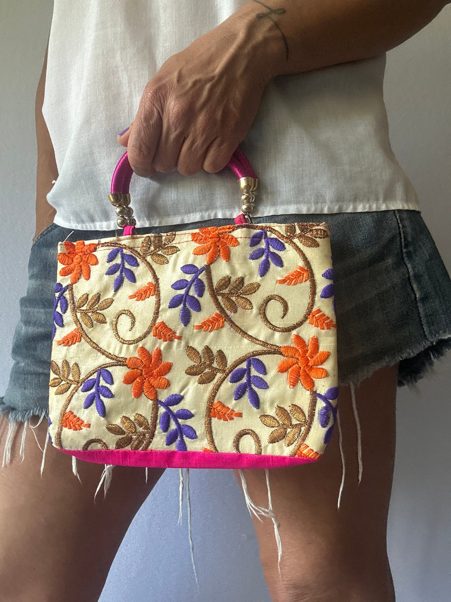 Embroidered Floral Handbag