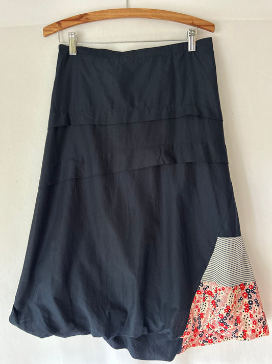 Andrea Moore Silk-Blend Patchwork Bubble Skirt – Size 12