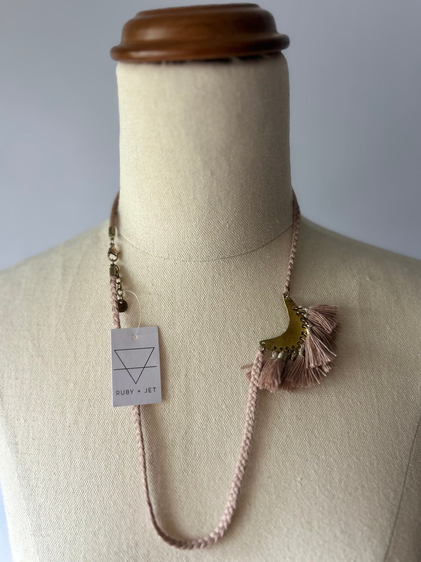 Bohemian Tassel & Brass Crescent Necklace