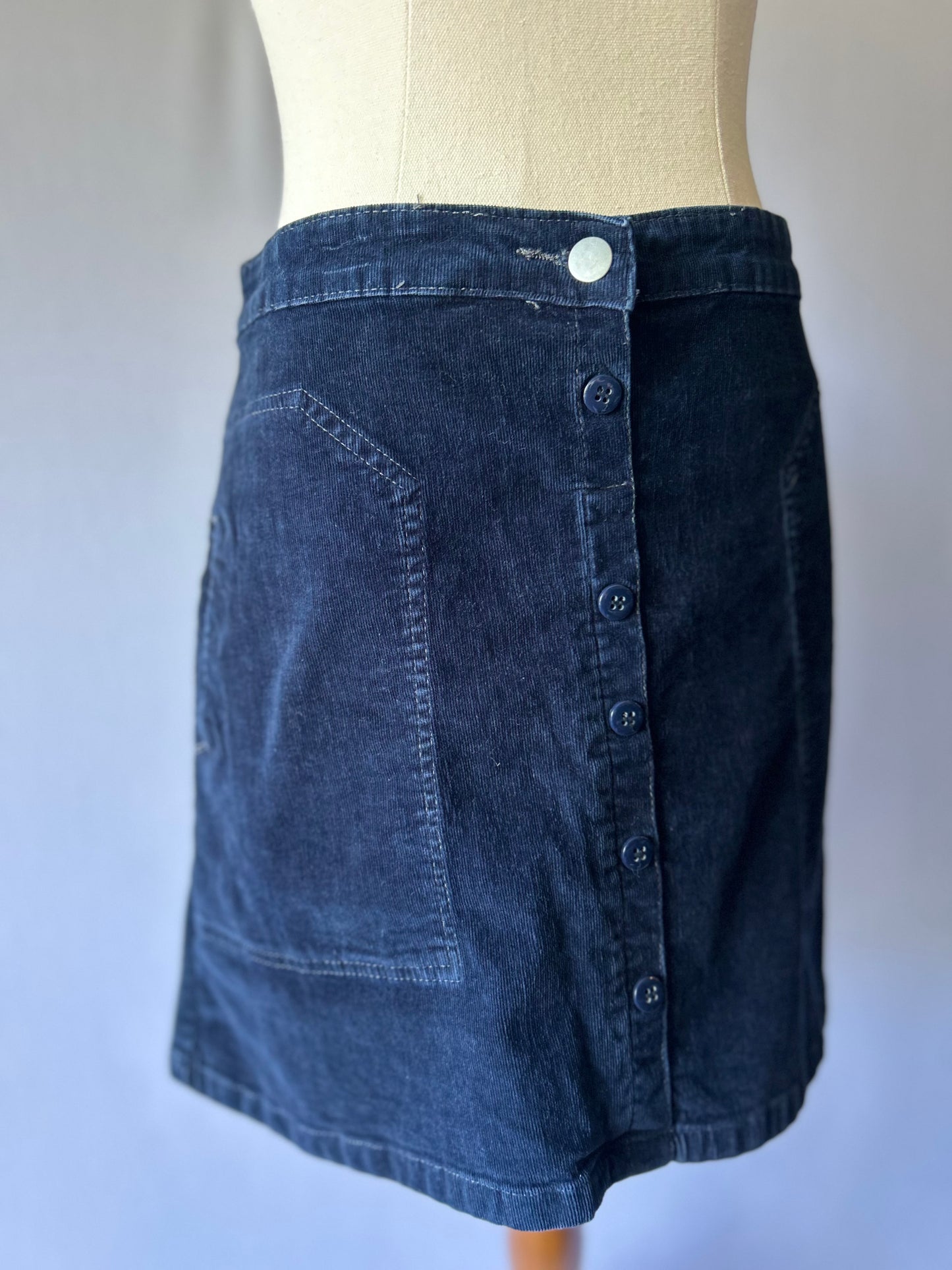 Navy Cord Mini Skirt – Size 34