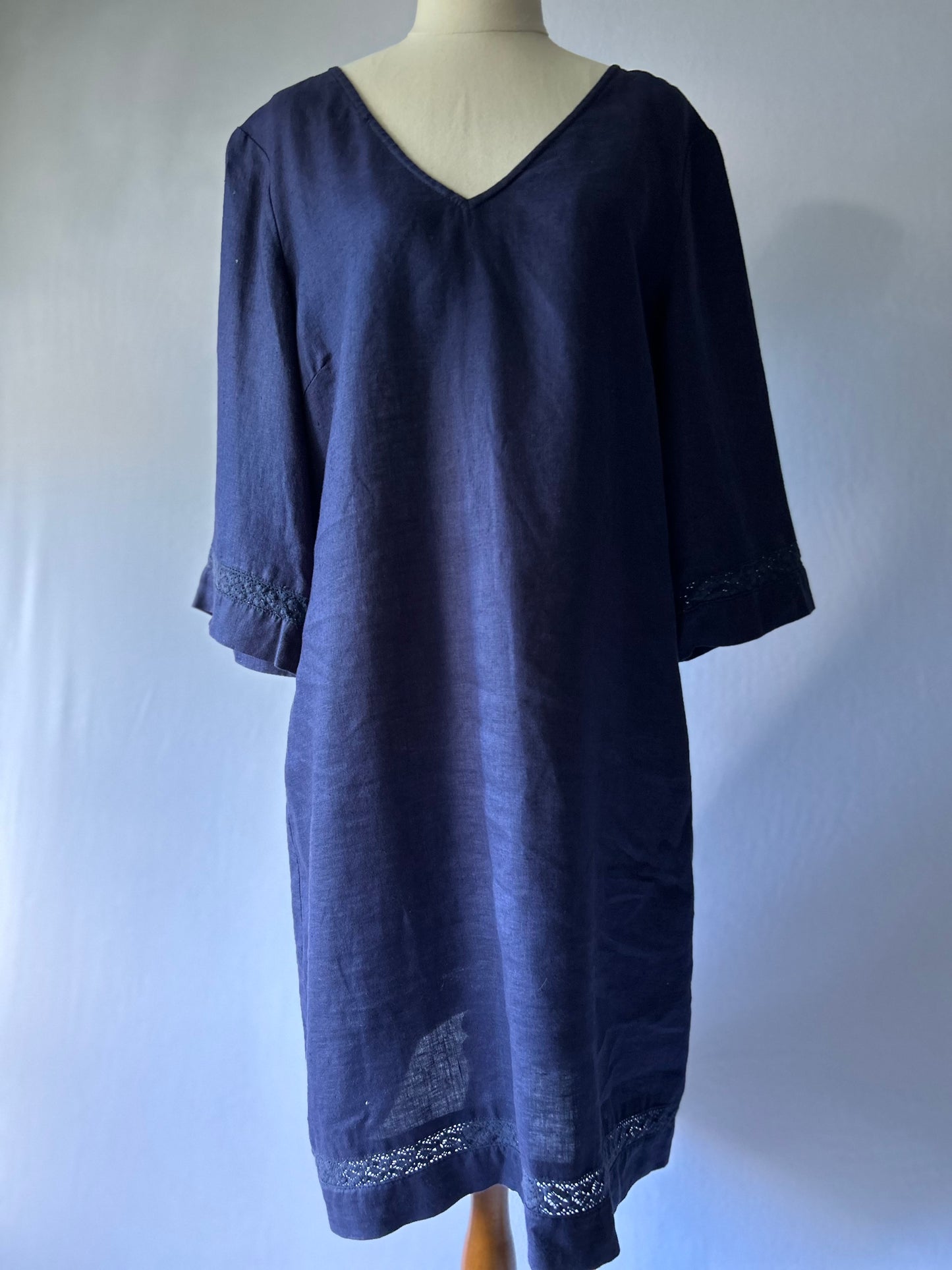 Workshop Navy 100% Linen Dress – Size 12