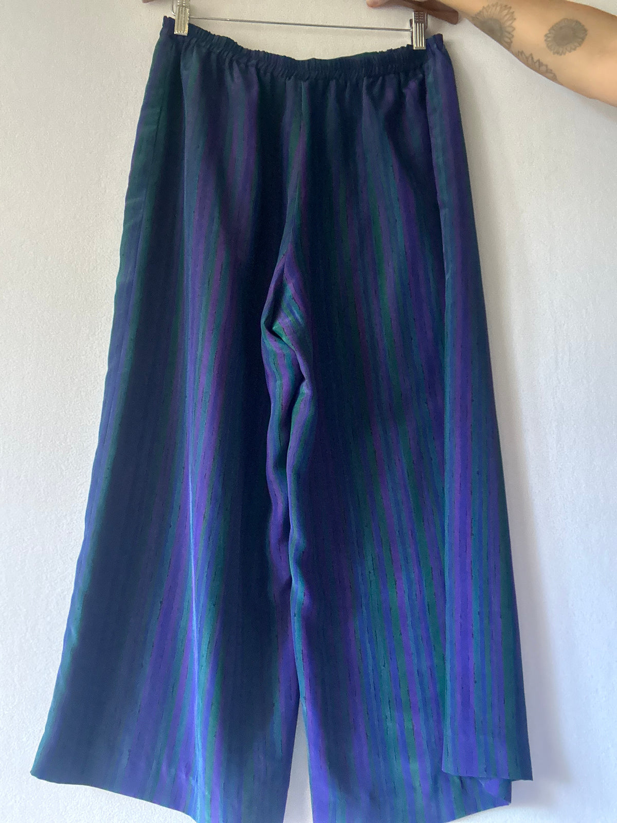 Vintage Jewel Tone Striped Wide-Leg Palazzo Pants - Size 14