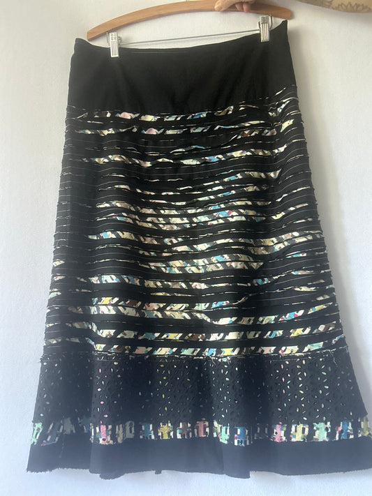 Verge New Zealand Textured Tiered Cotton Midi Skirt - Size 14