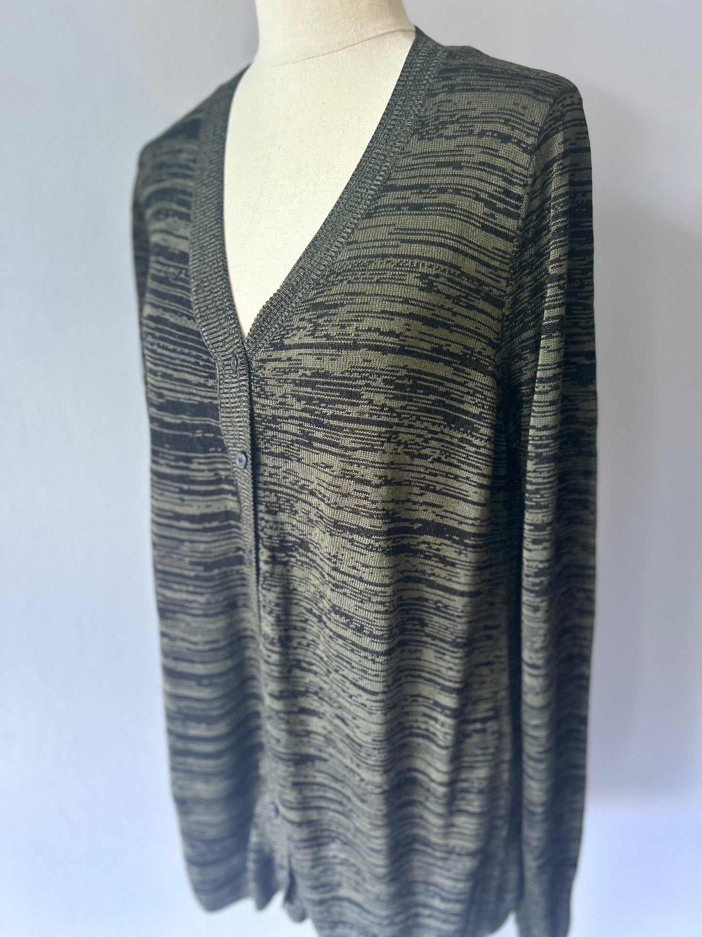 Max Olive Green Melange Twist Viscose Cardigan - Size L