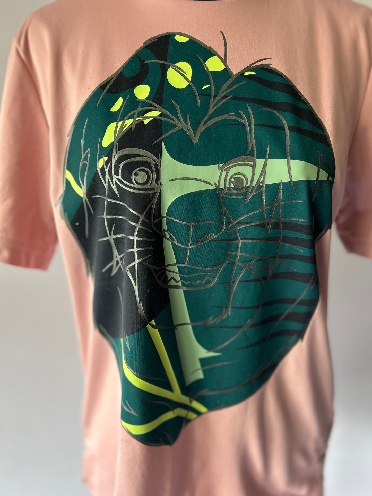 Adidas M - Recycled Pink Graphic Tee w/ Zebra Neckline