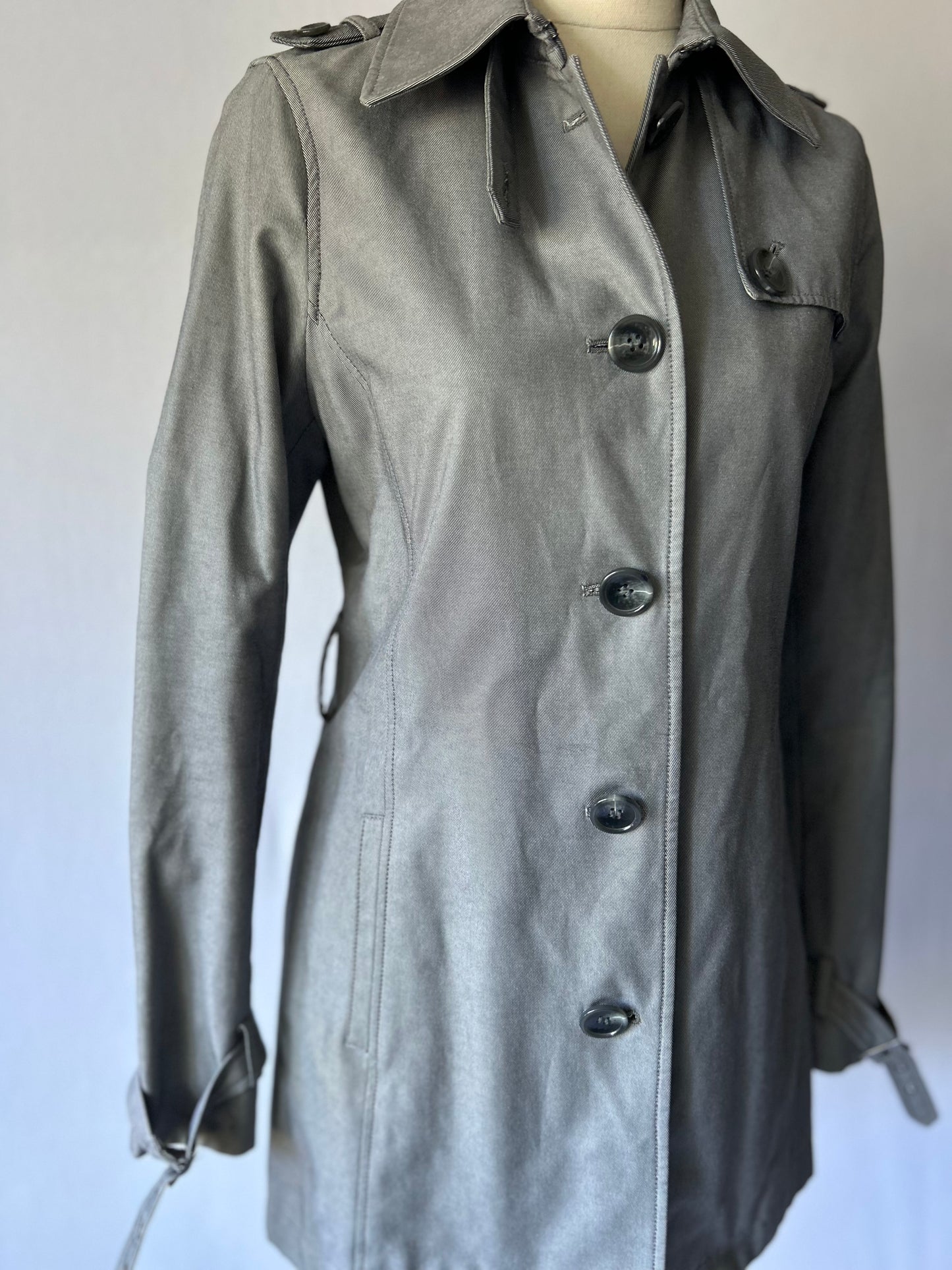 David Lawrence Grey Short Trench Jacket | Size 8 | Cotton Blend