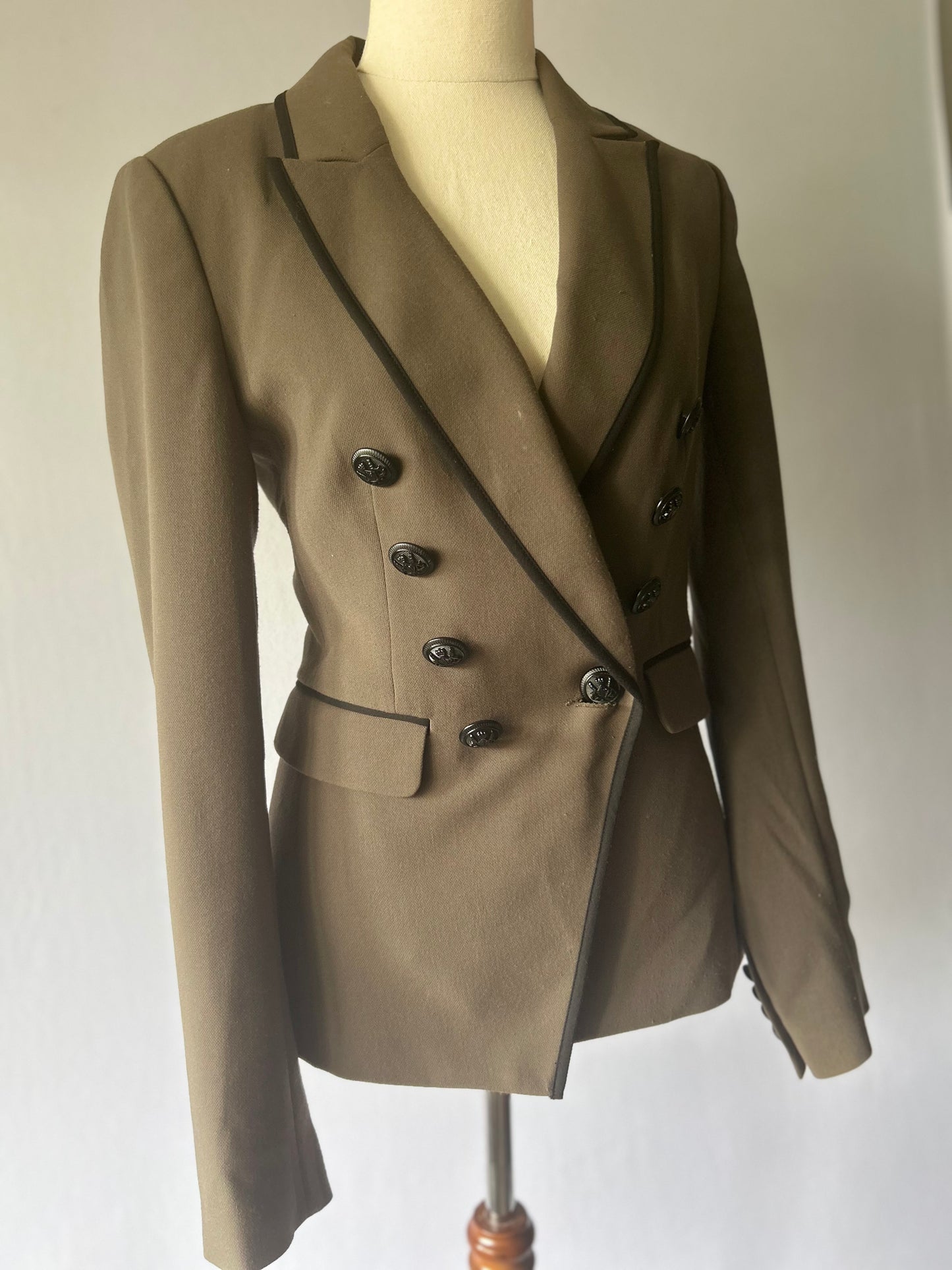 Green Double-Breasted Blazer – Size 6 – Tailored Fit – Polyester Viscose Blend