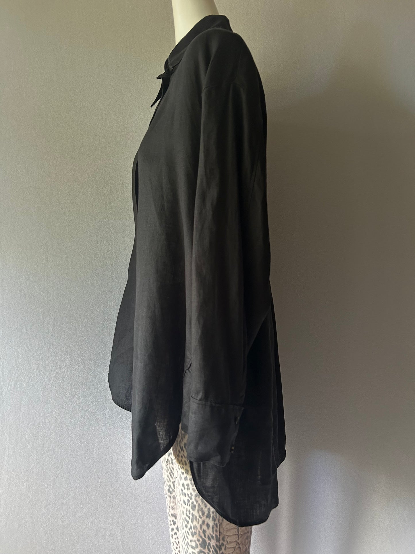 COS Oversized Black Linen Long Shirt - Size 38
