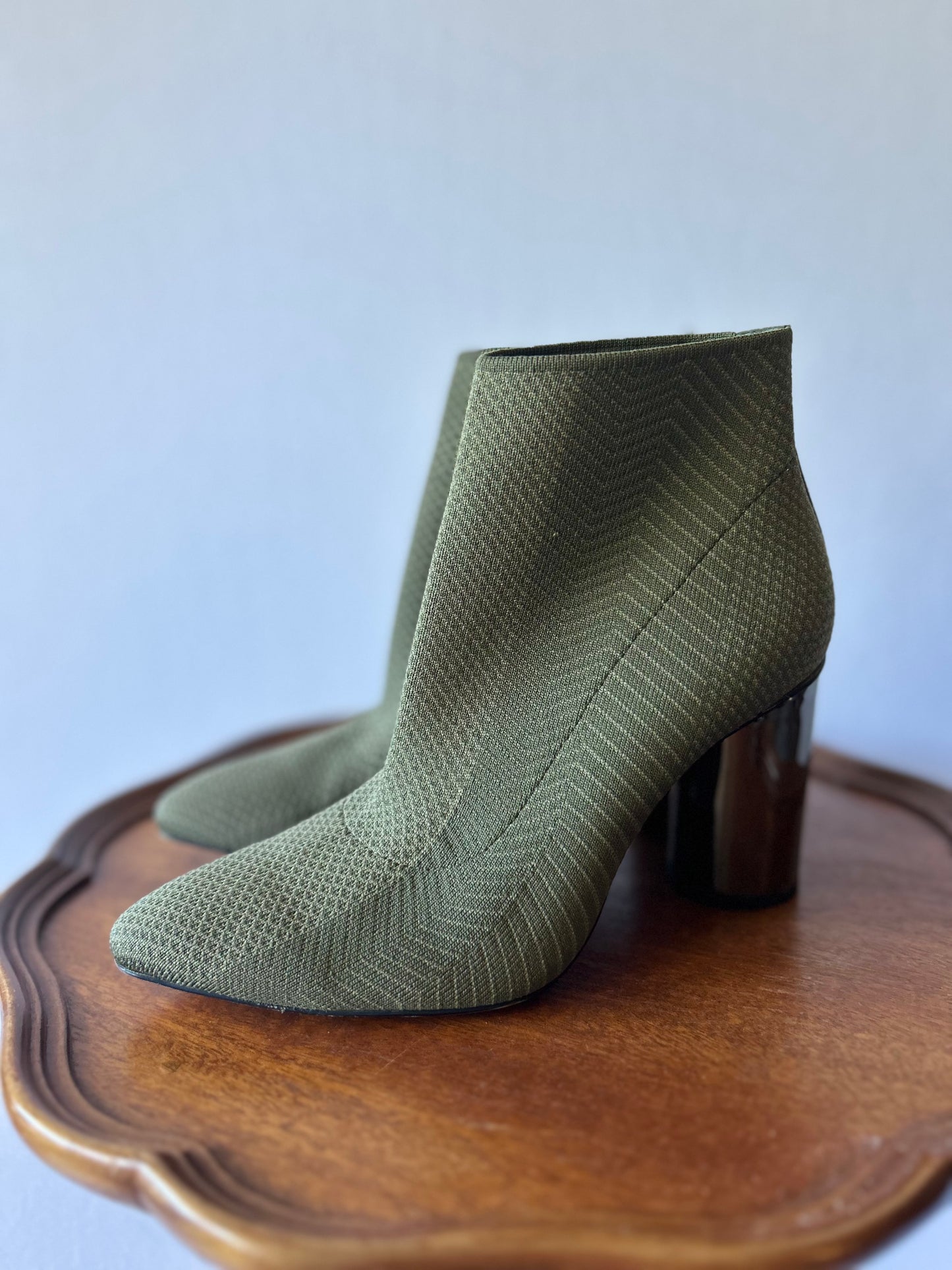 Zara Olive Green Knit Sock Boots - Size 37