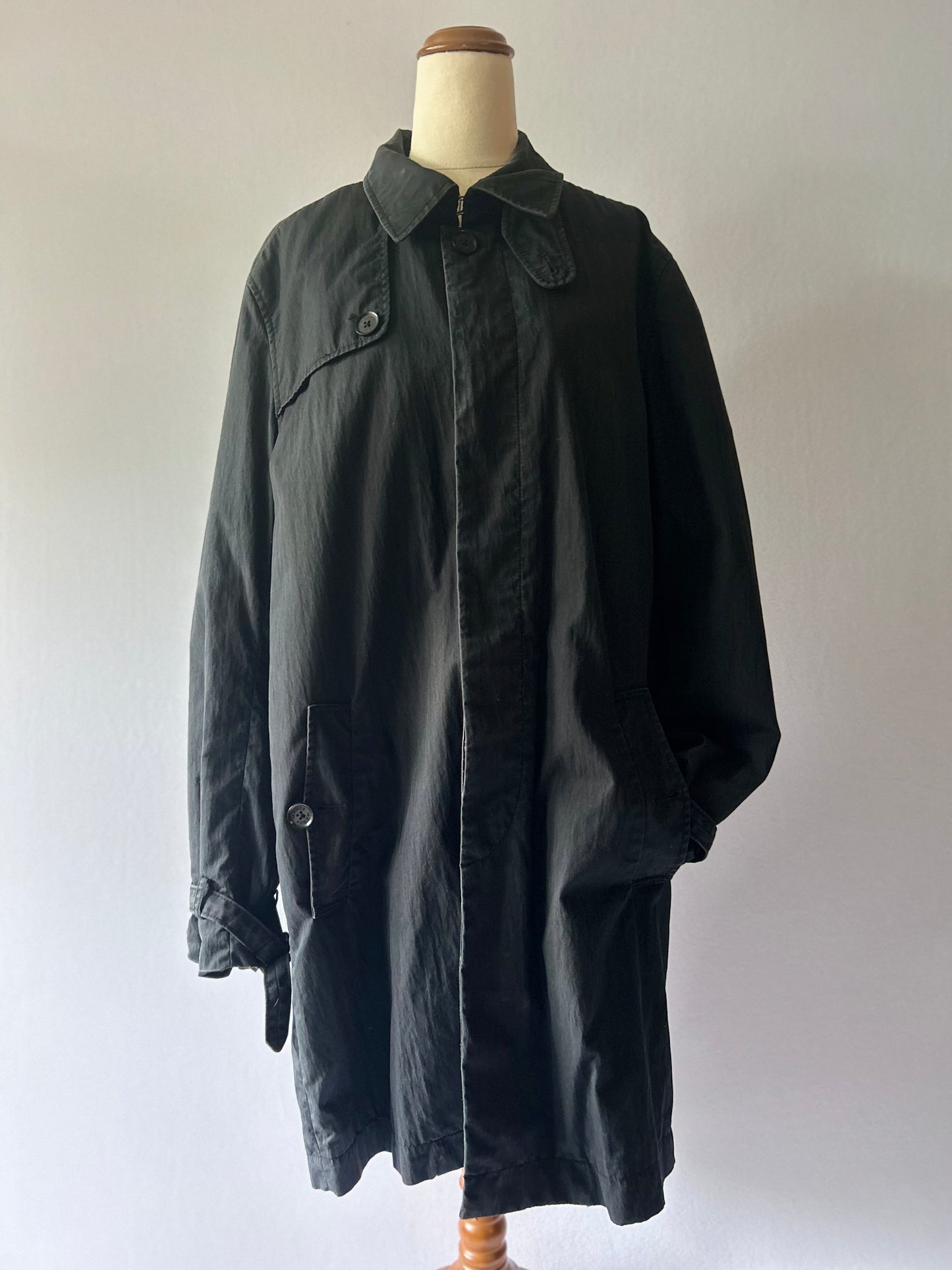 Marc's Black Cotton-Nylon Utility Trench Overcoat - Size L