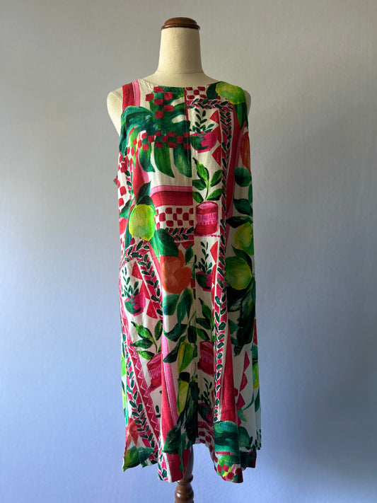 Tutti Frutti" Artistic Linen-Blend Shift Dress – Size UK14 (NWT)