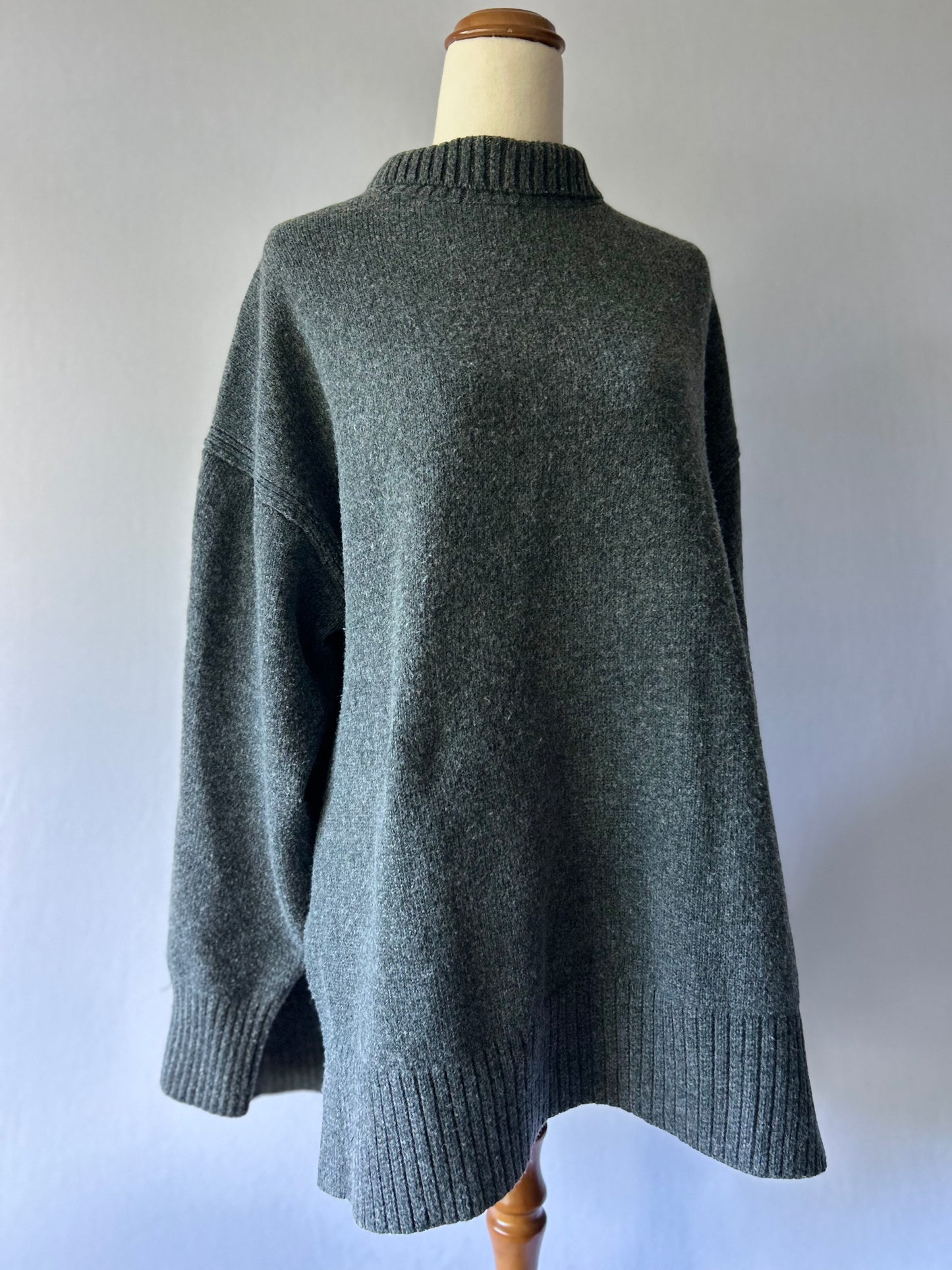Cosy Charcoal Mock-Neck Oversized Sweater – Size L
