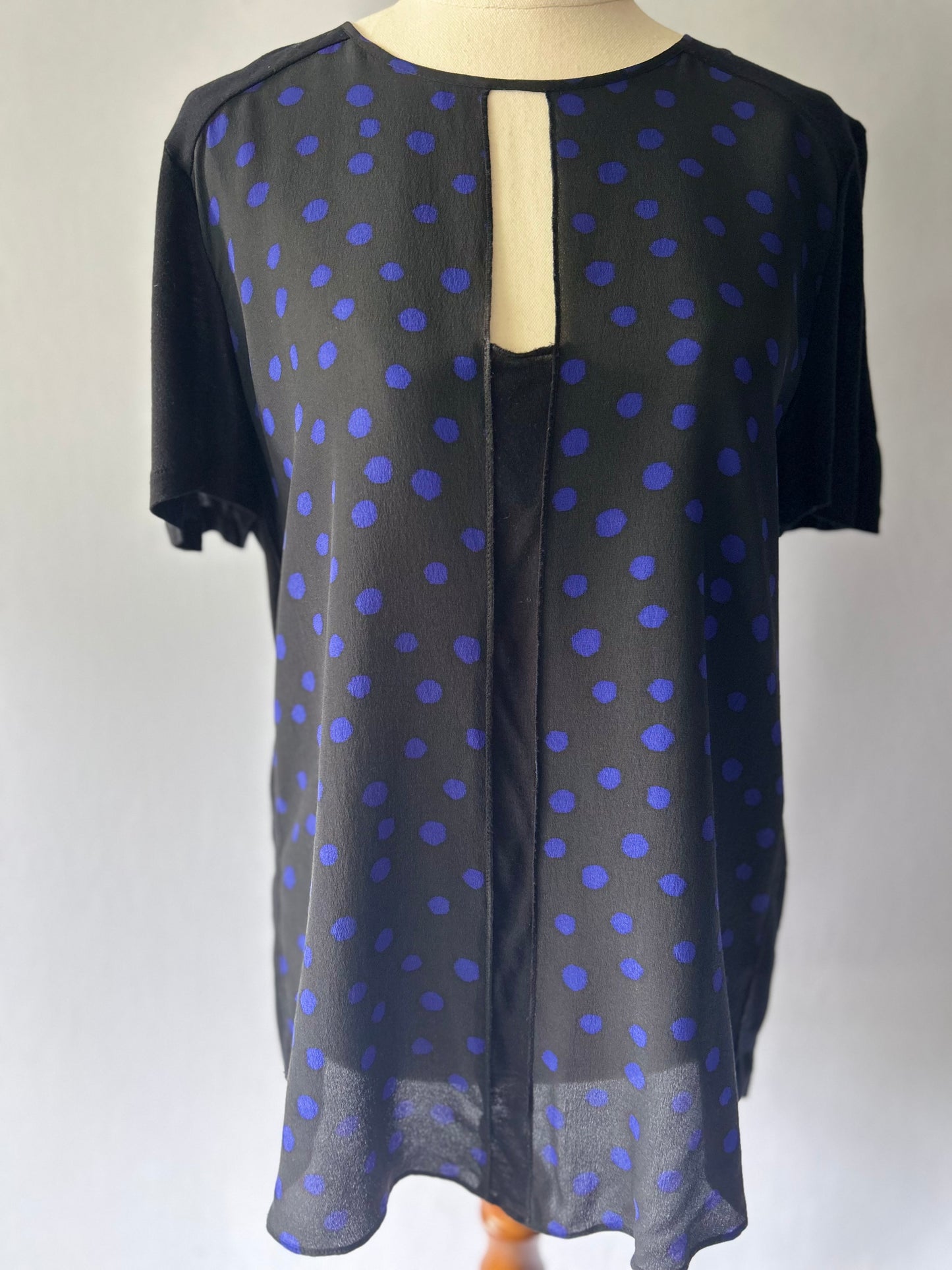 Rebecca Taylor Polka Dot Silk Keyhole Blouse – Size 6