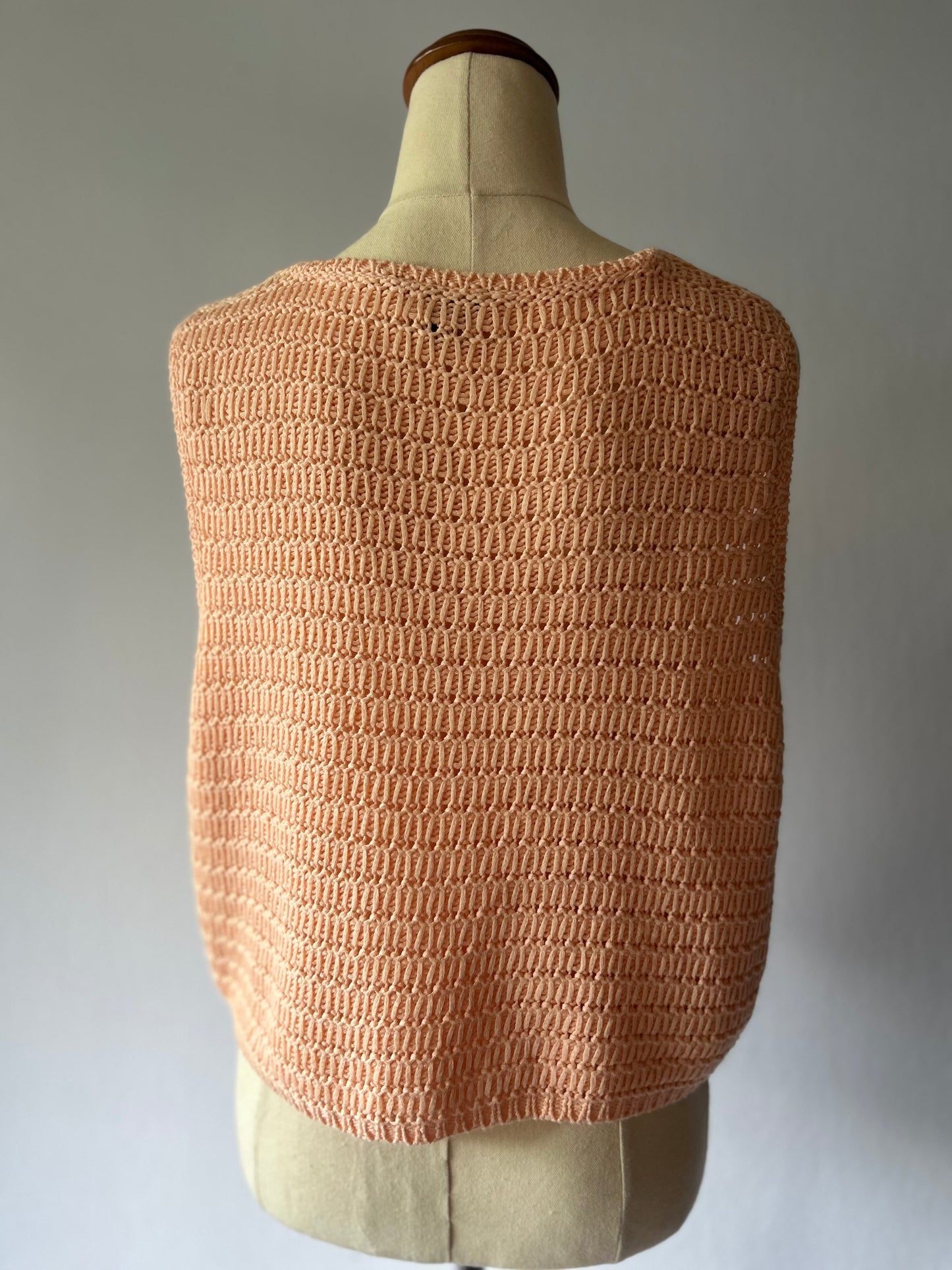 Knit Crop Tank Vest - Pastel Peach - Size UK 12 / US 8