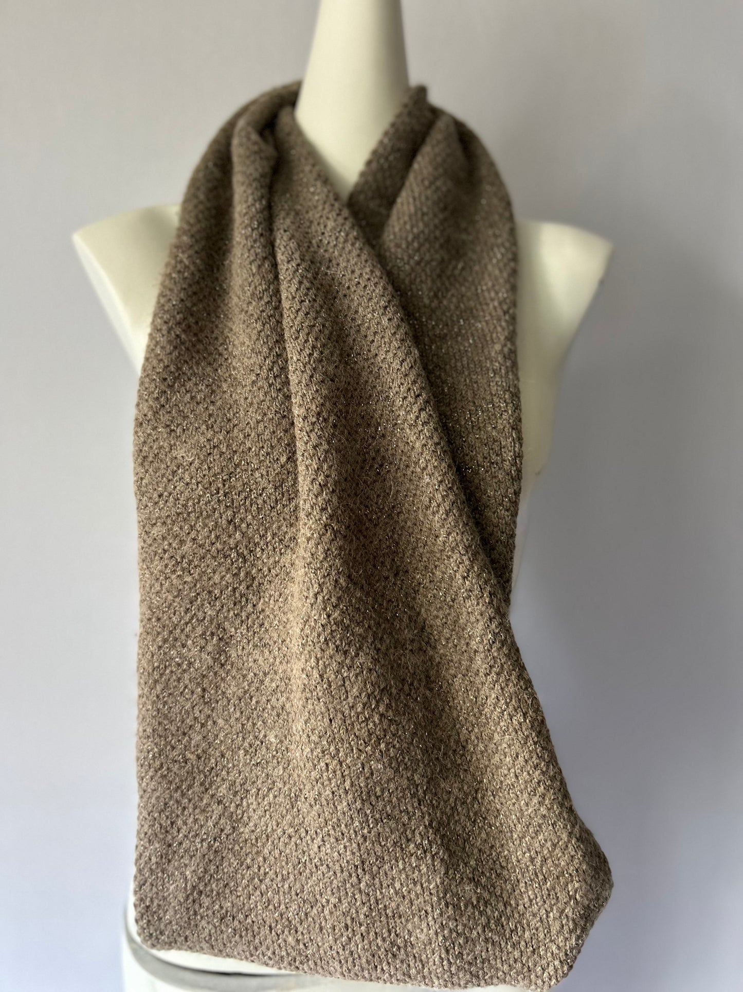 Metallic Gold Flecked Infinity Snood Scarf - Taupe - One Size