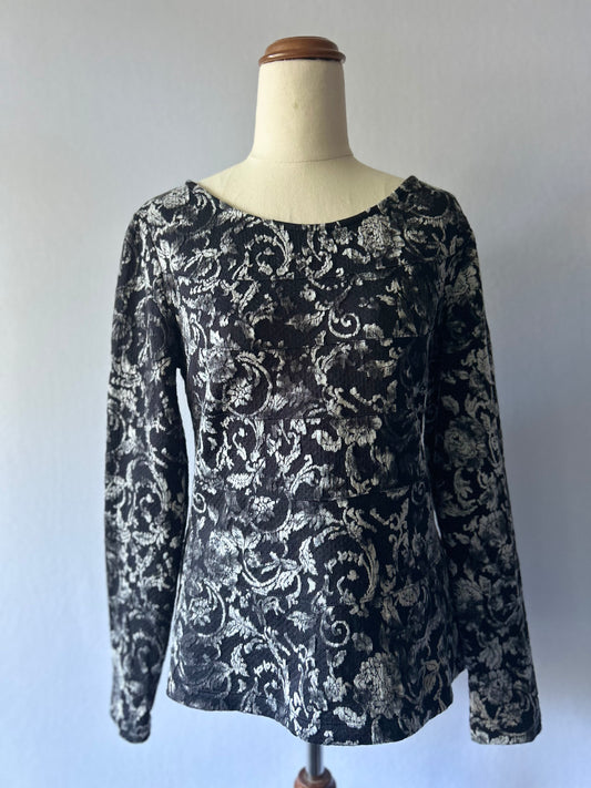 Jane Daniels Textured Baroque Damask Tiered Top - Size 10
