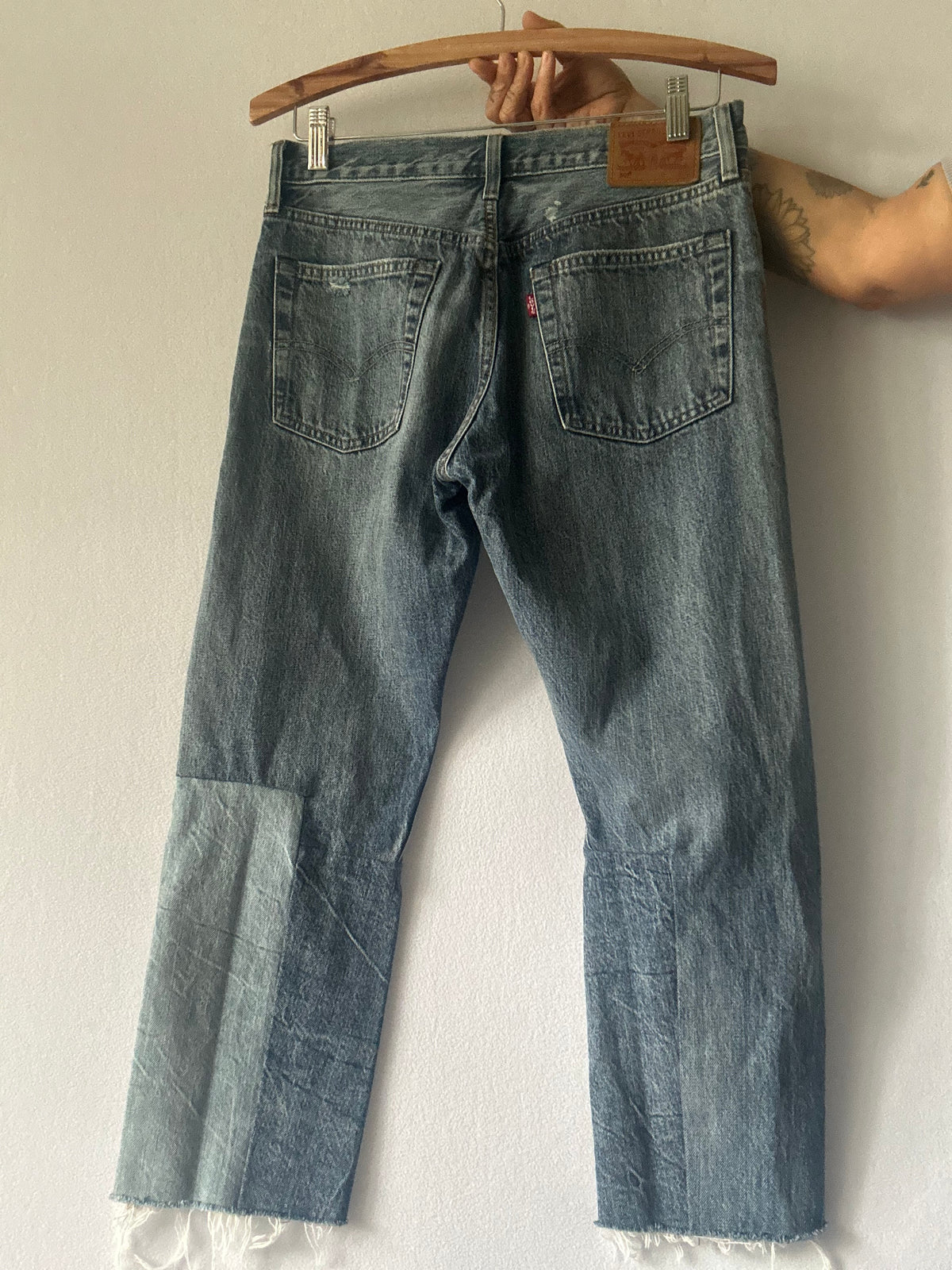 Levi’s Upcycled Patchwork Distressed Straight Leg Jeans - W26 L27