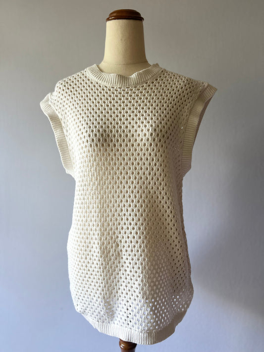Off-White Open-Knit Cotton Sweater Vest - Size S