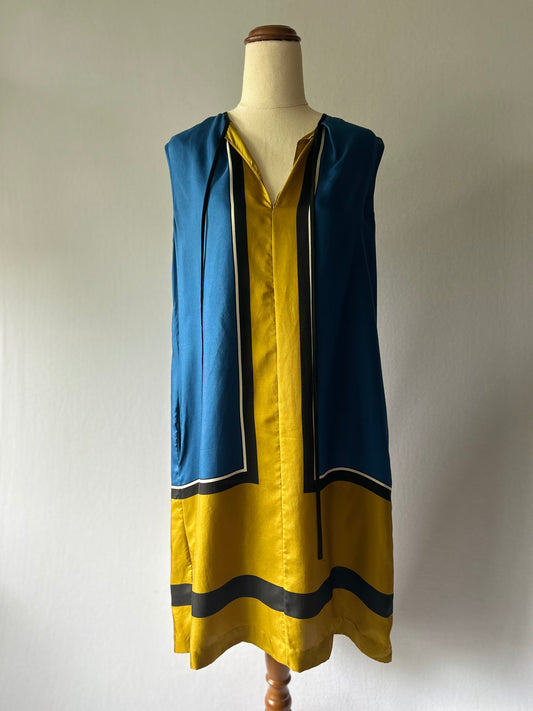 Diane von Furstenberg Geometric Color-Block Silk Shift Dress – Size 6