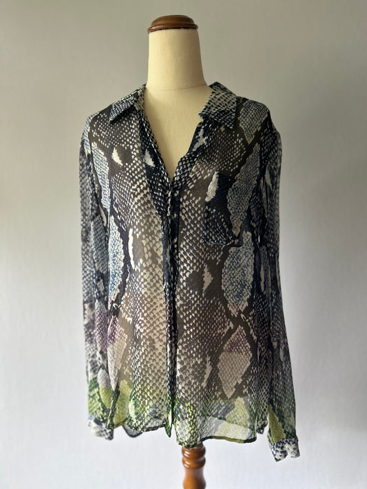 Diane von Furstenberg Silk Snakeskin Print Blouse – Size 6
