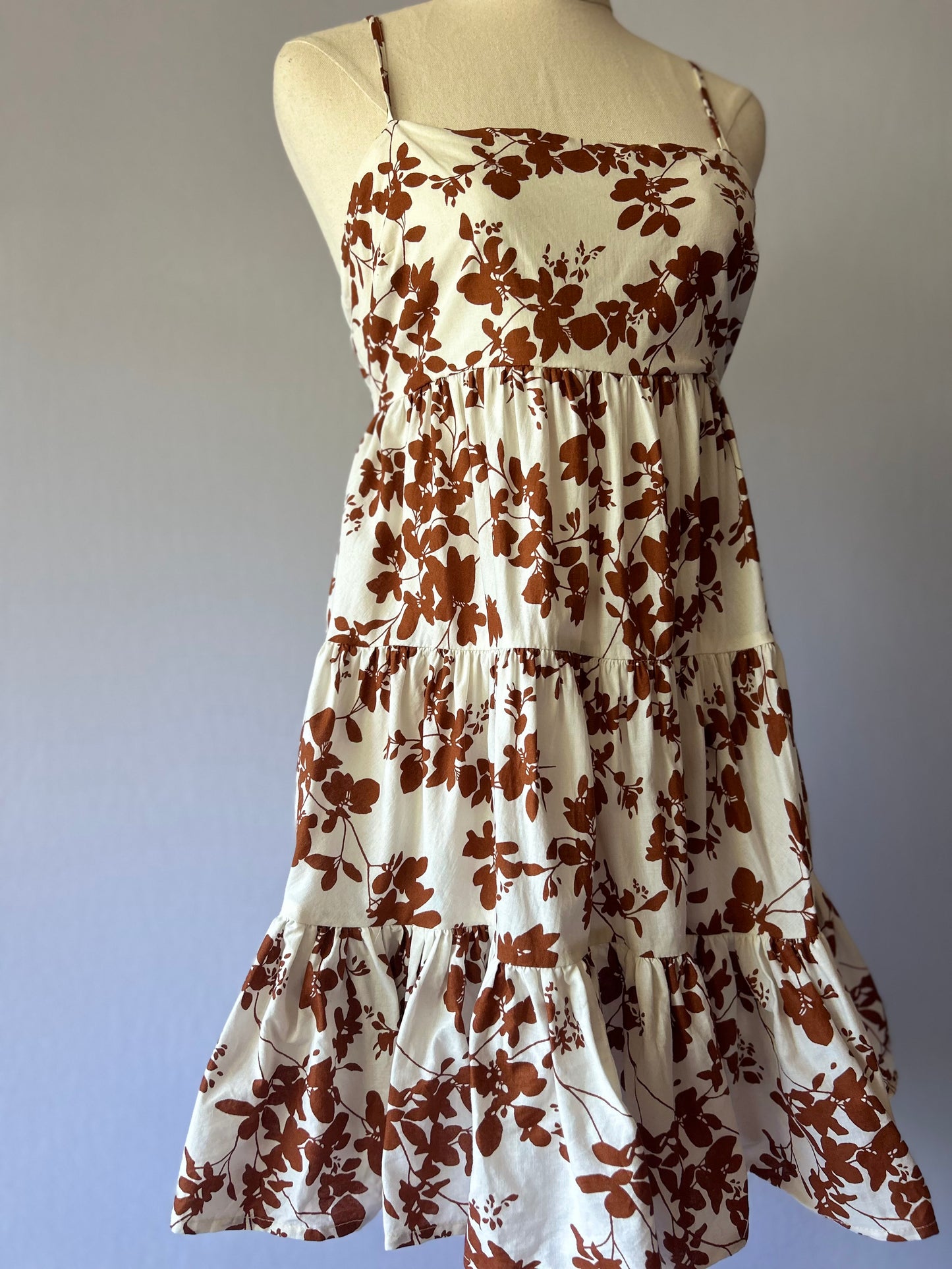 Showpo Floral Print Tiered Mini Dress - Size 10 (100% Cotton)