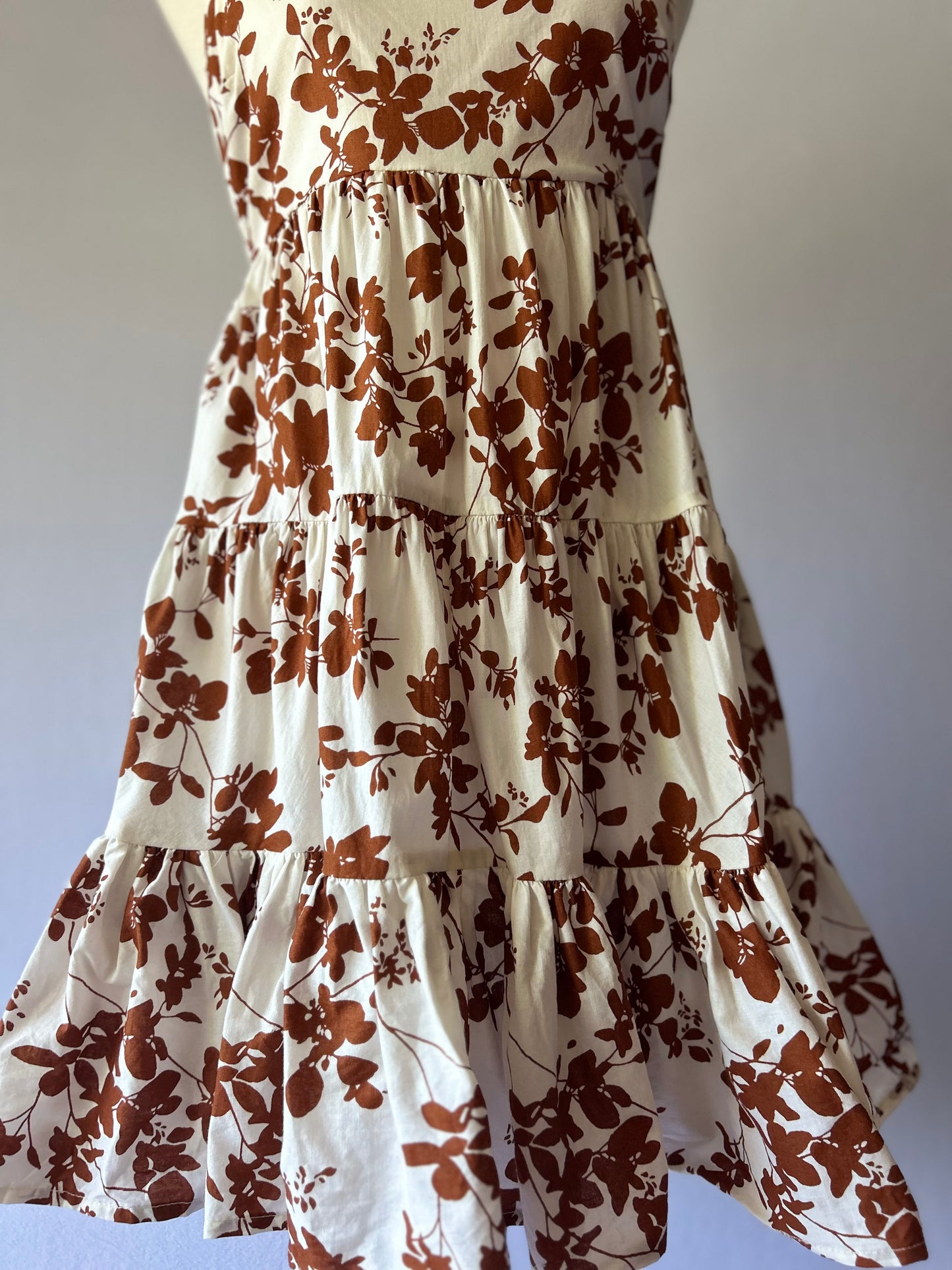 Showpo Floral Print Tiered Mini Dress - Size 10 (100% Cotton)