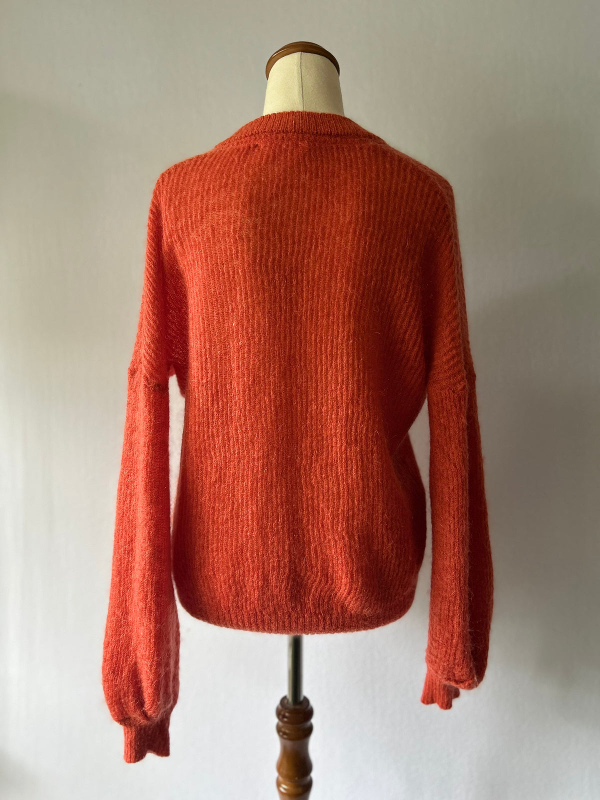 Mineral Orange Mohair Blend V-Neck Knit Jumper - Size S
