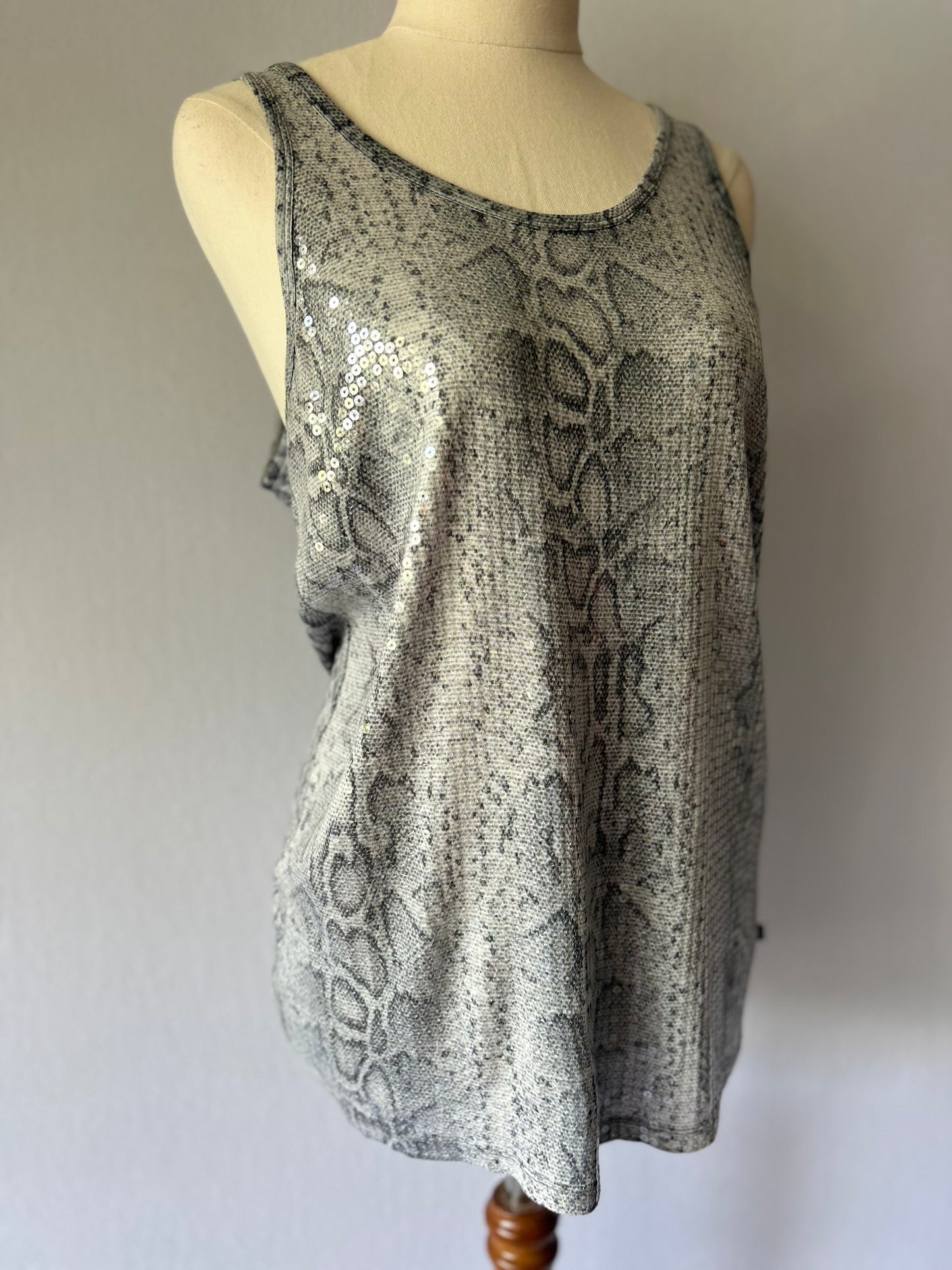 Small Michael Kors Sequin Snake Print Tank Top - 100% Rayon