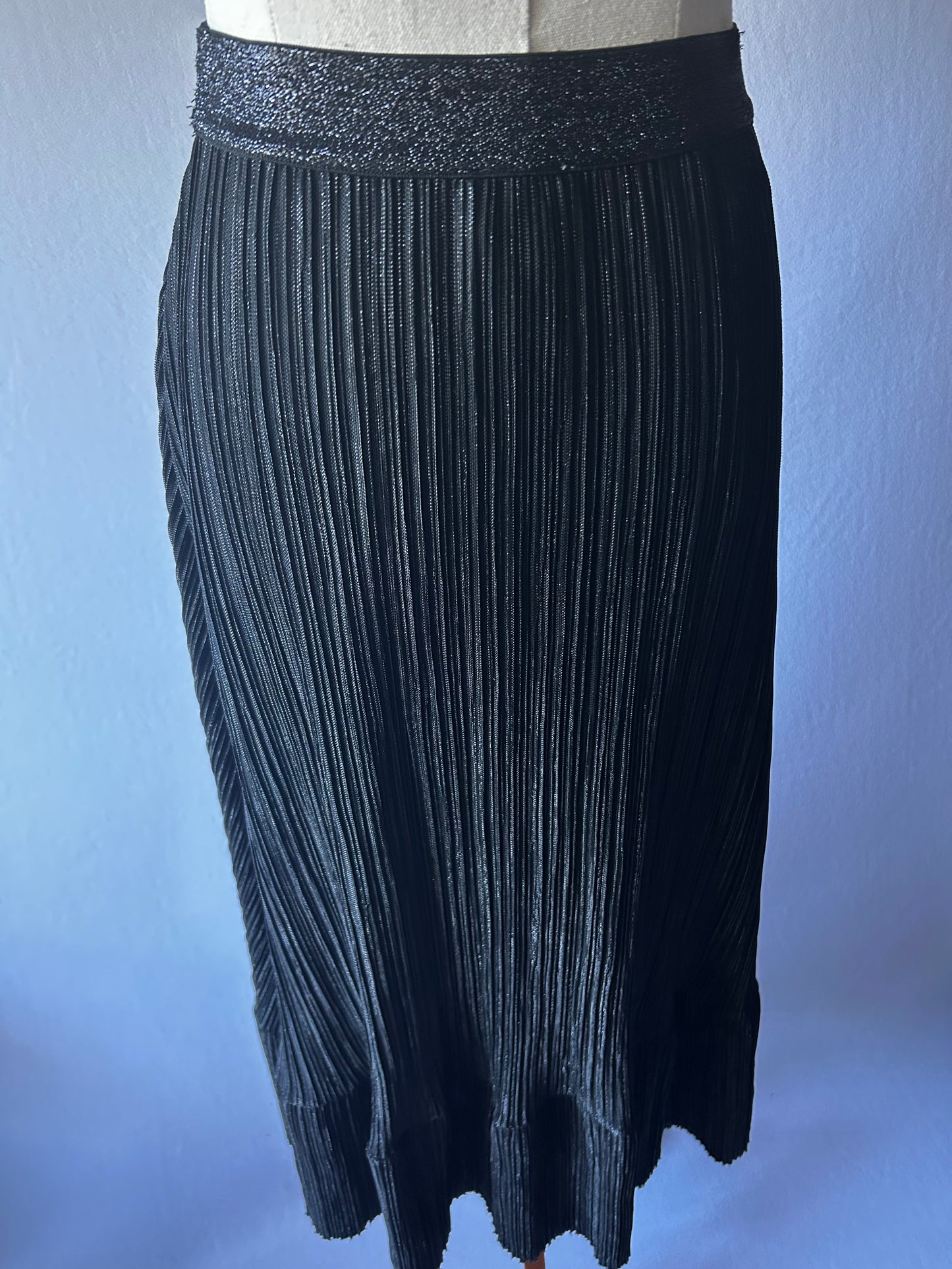 Black Pleated Midi Skirt – Size 2/M