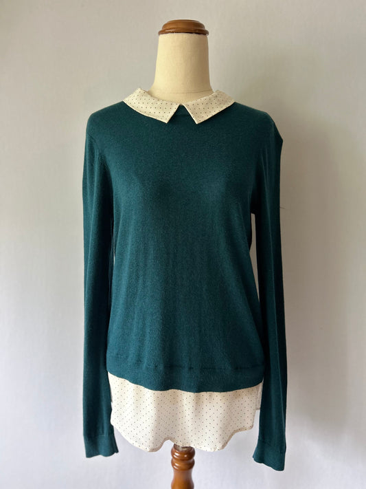 Marcs Cotton-Silk-Cashmere Peter Pan Collar Knit – Size S
