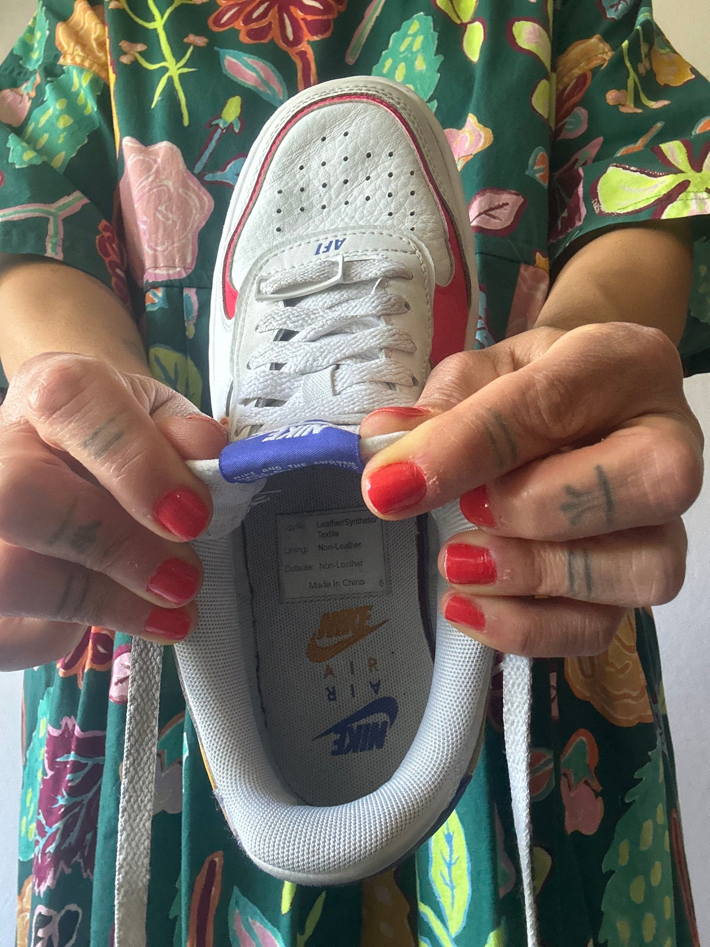 Nike Air Force 1 White with Orange, Pink & Purple Details – US 8 / UK 5.5 / EUR 39