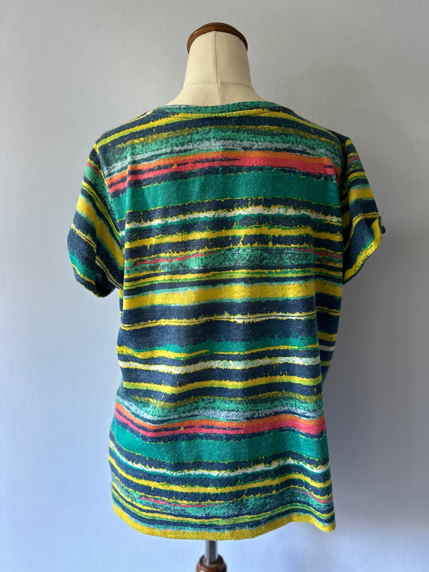 Multicolour Abstract Stripe Tee - Size M