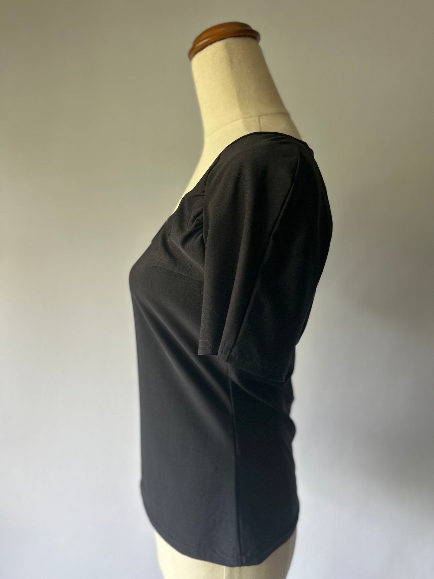 Judith Malcolm Black Basic Top – Size 10, Made in New Zealand