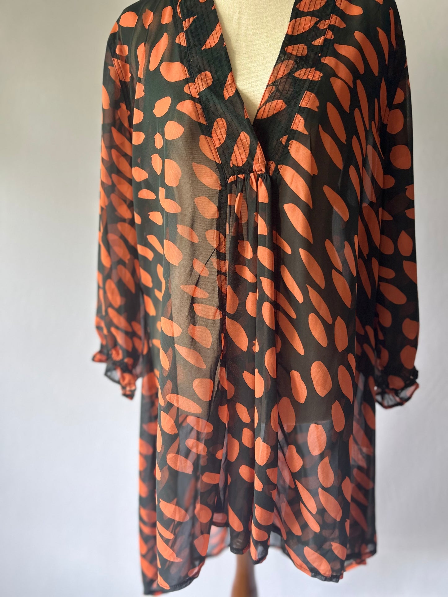 Sheer Printed Tunic Top – Size 2XL